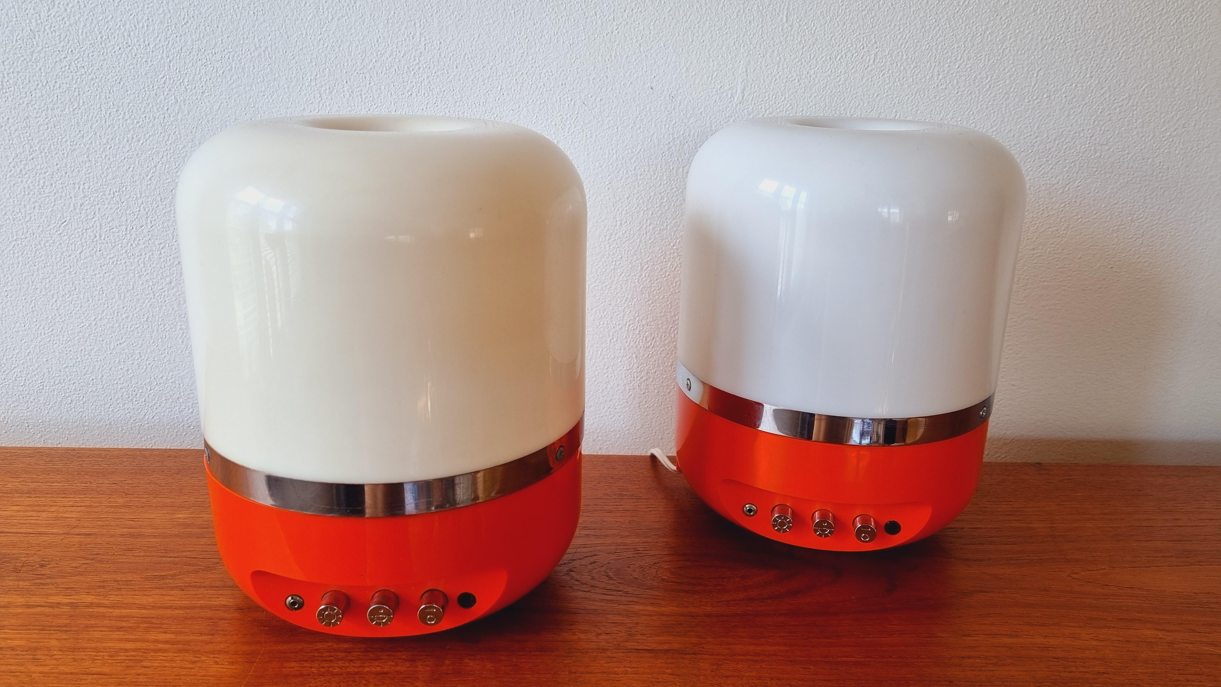 Set of Two Midcentury Table Lamps, Space Age, Adriano Rampoldi, Italy, 1970s In Good Condition For Sale In Praha, CZ