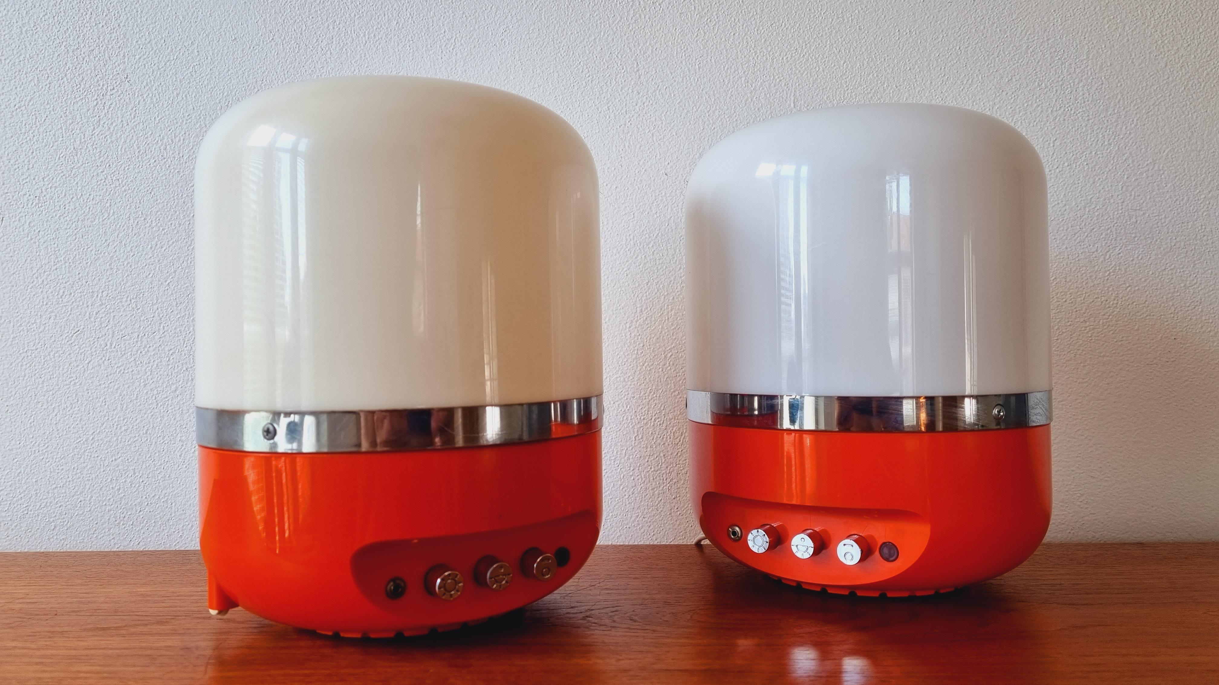 Late 20th Century Set of Two Midcentury Table Lamps, Space Age, Adriano Rampoldi, Italy, 1970s For Sale