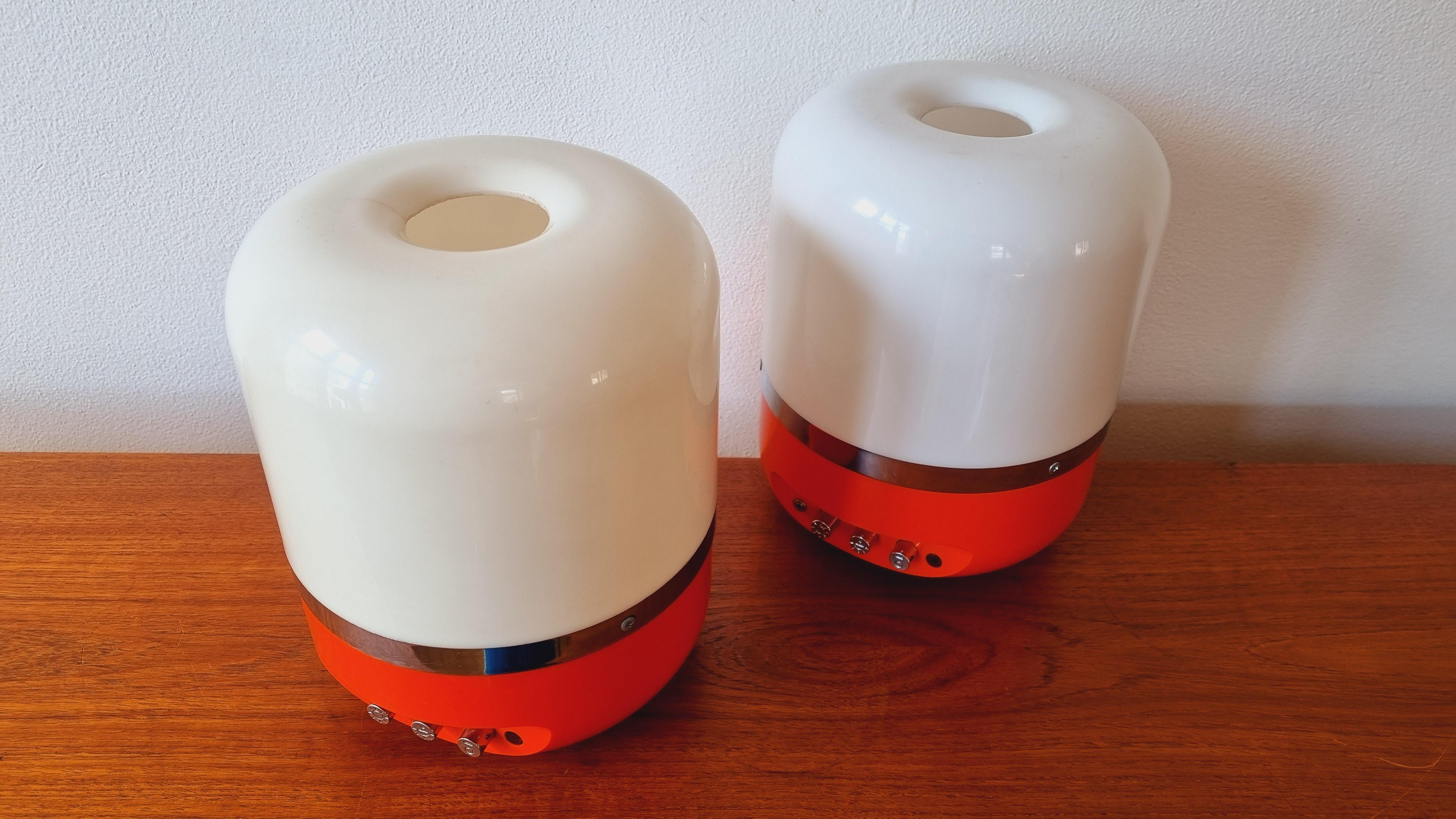 Set of Two Midcentury Table Lamps, Space Age, Adriano Rampoldi, Italy, 1970s For Sale 1
