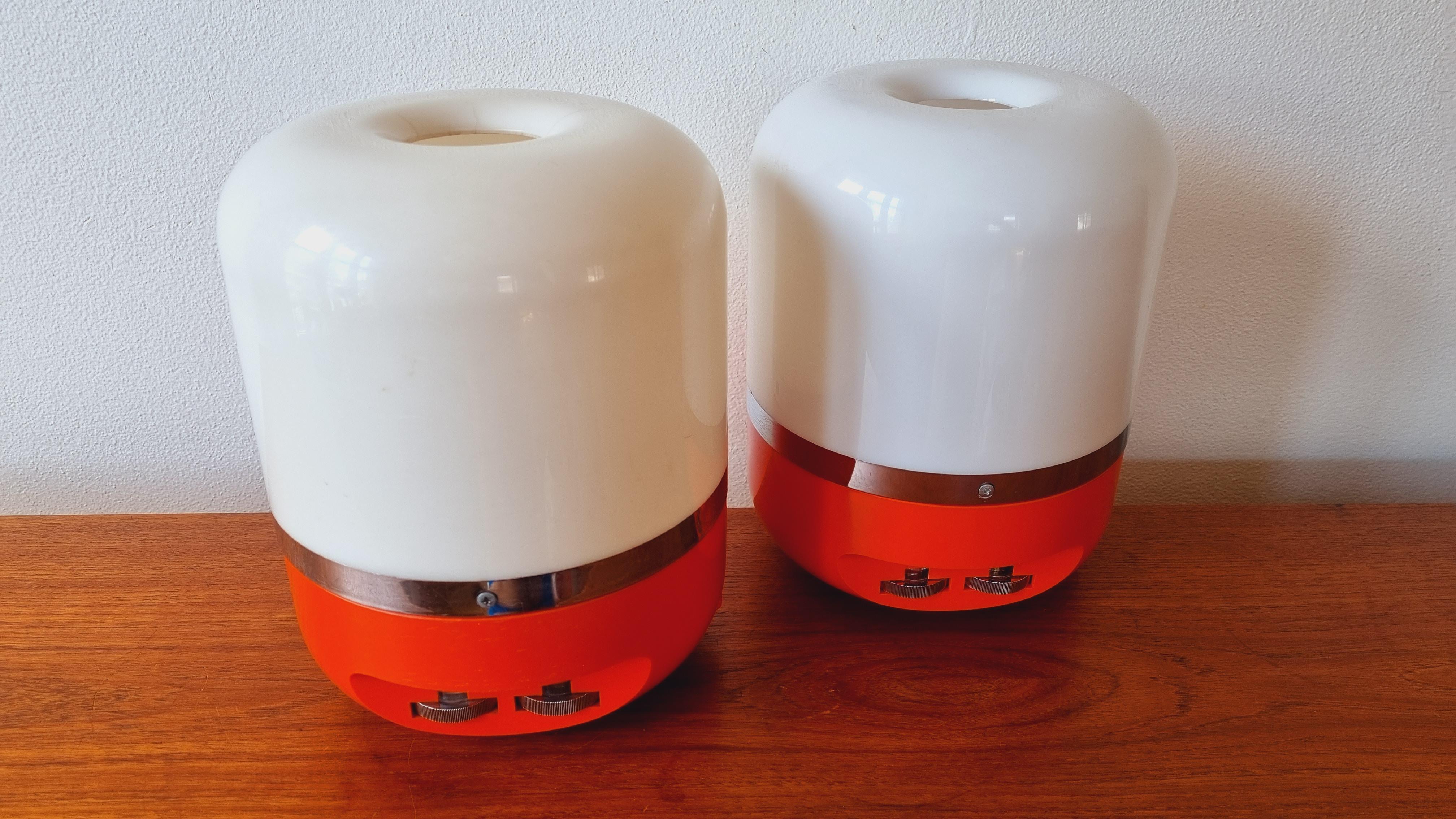 Set of Two Midcentury Table Lamps, Space Age, Adriano Rampoldi, Italy, 1970s For Sale 2