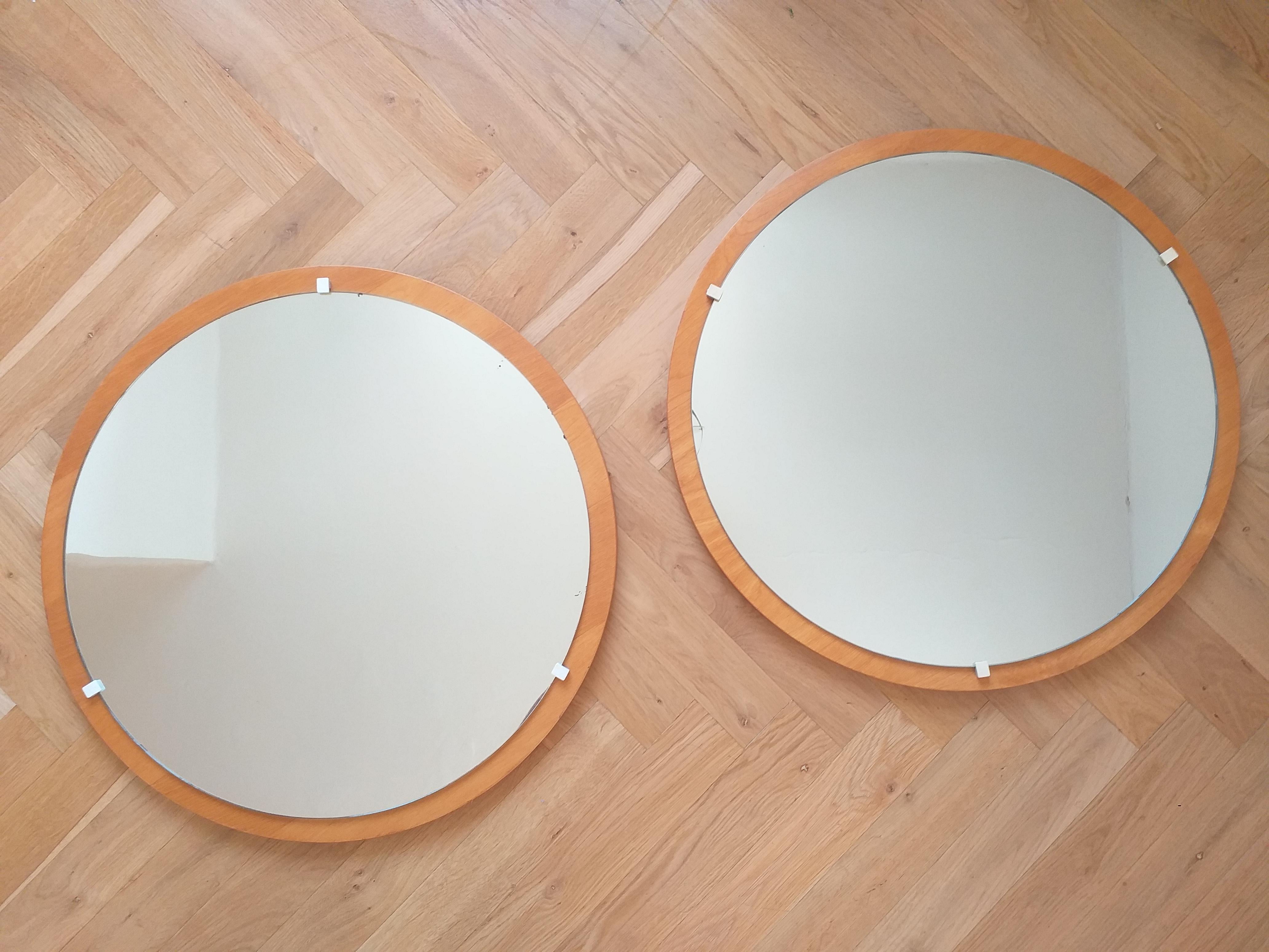 Mid-Century Modern Set of Two Midcentury Teak Wall Mirrors, Denmark, 1960s For Sale