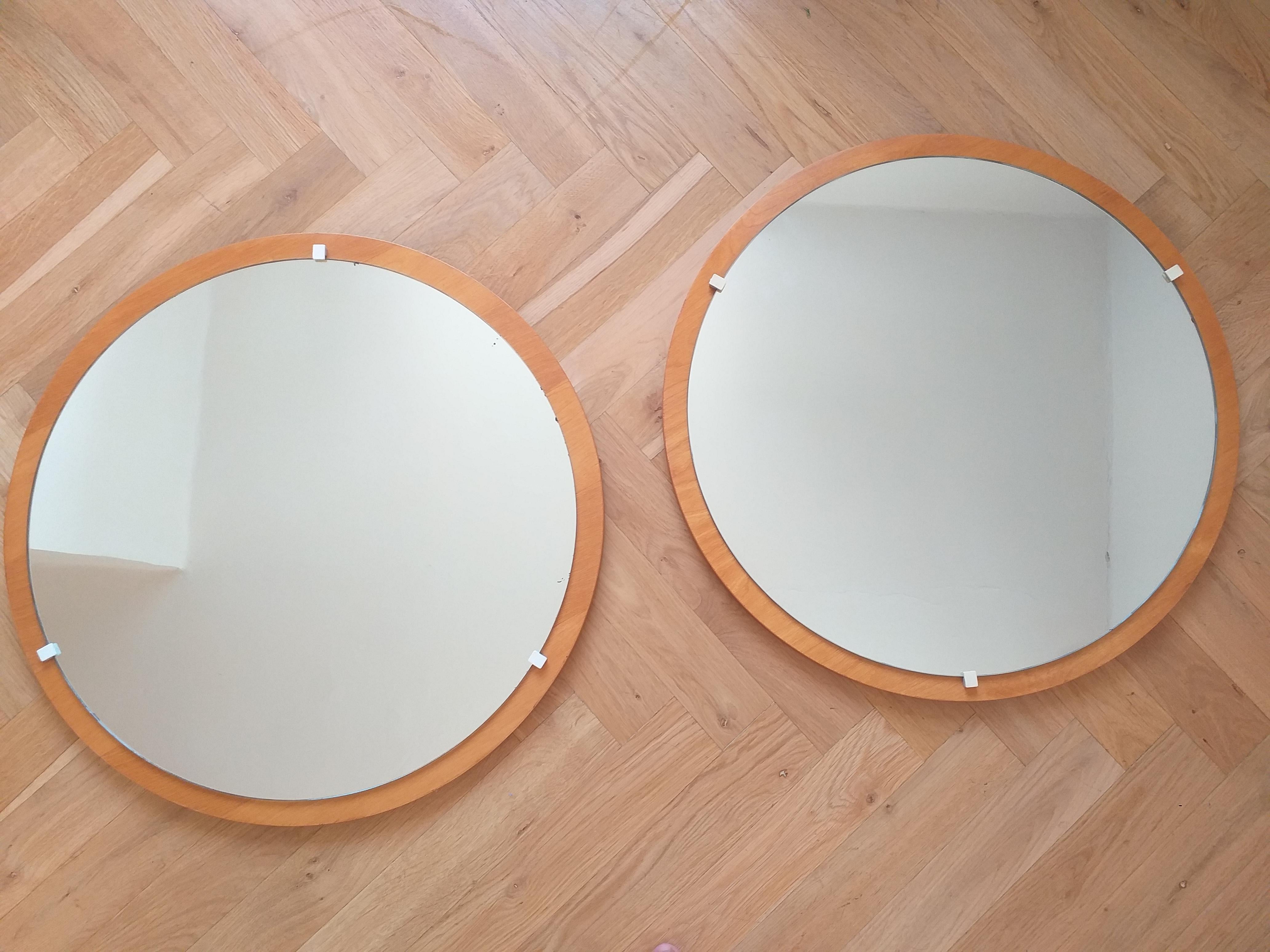 Danish Set of Two Midcentury Teak Wall Mirrors, Denmark, 1960s For Sale