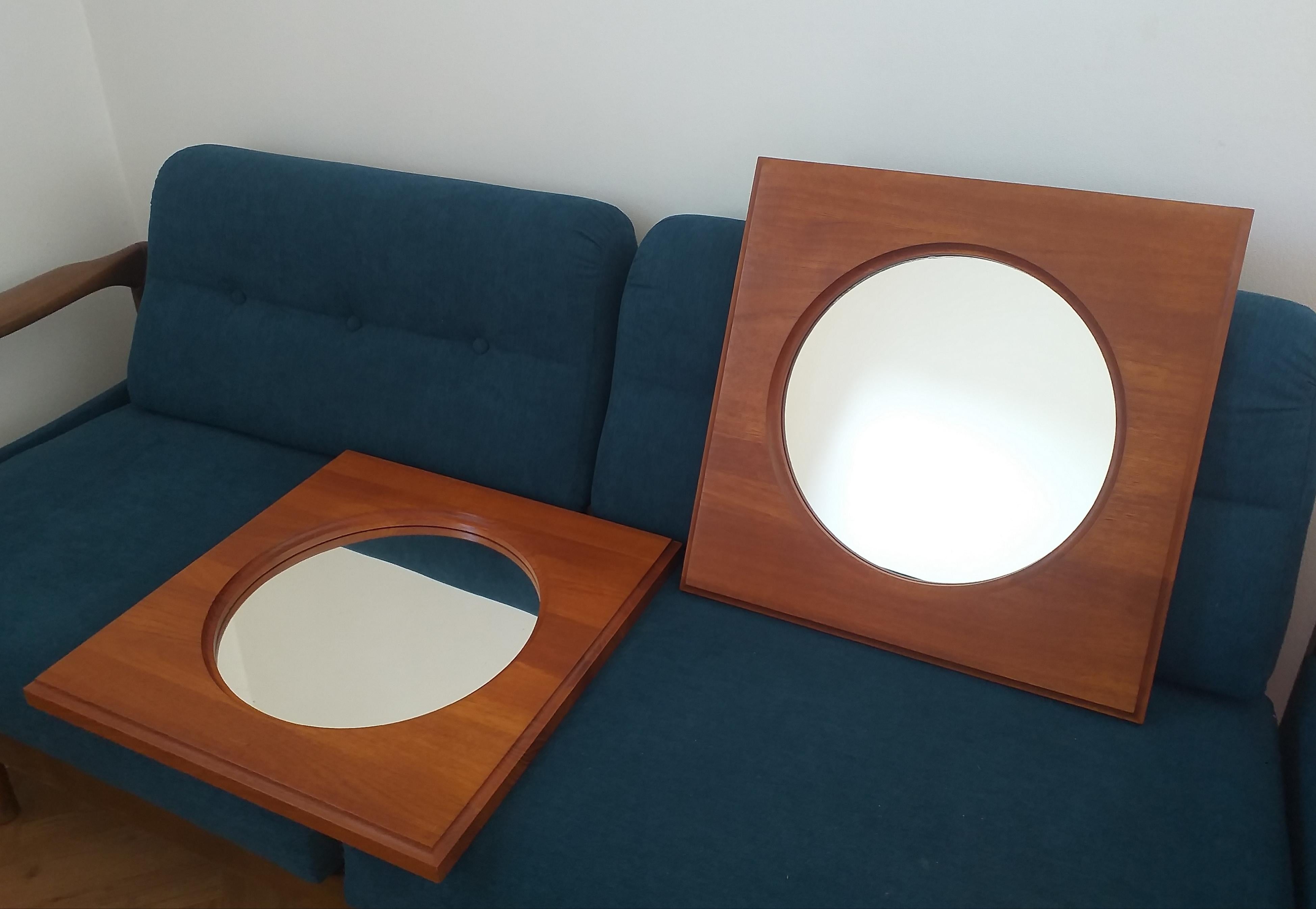 Set of Two Midcentury Teak Wall Mirrors Hadsten Traeindustri, Denmark, 1960s 6