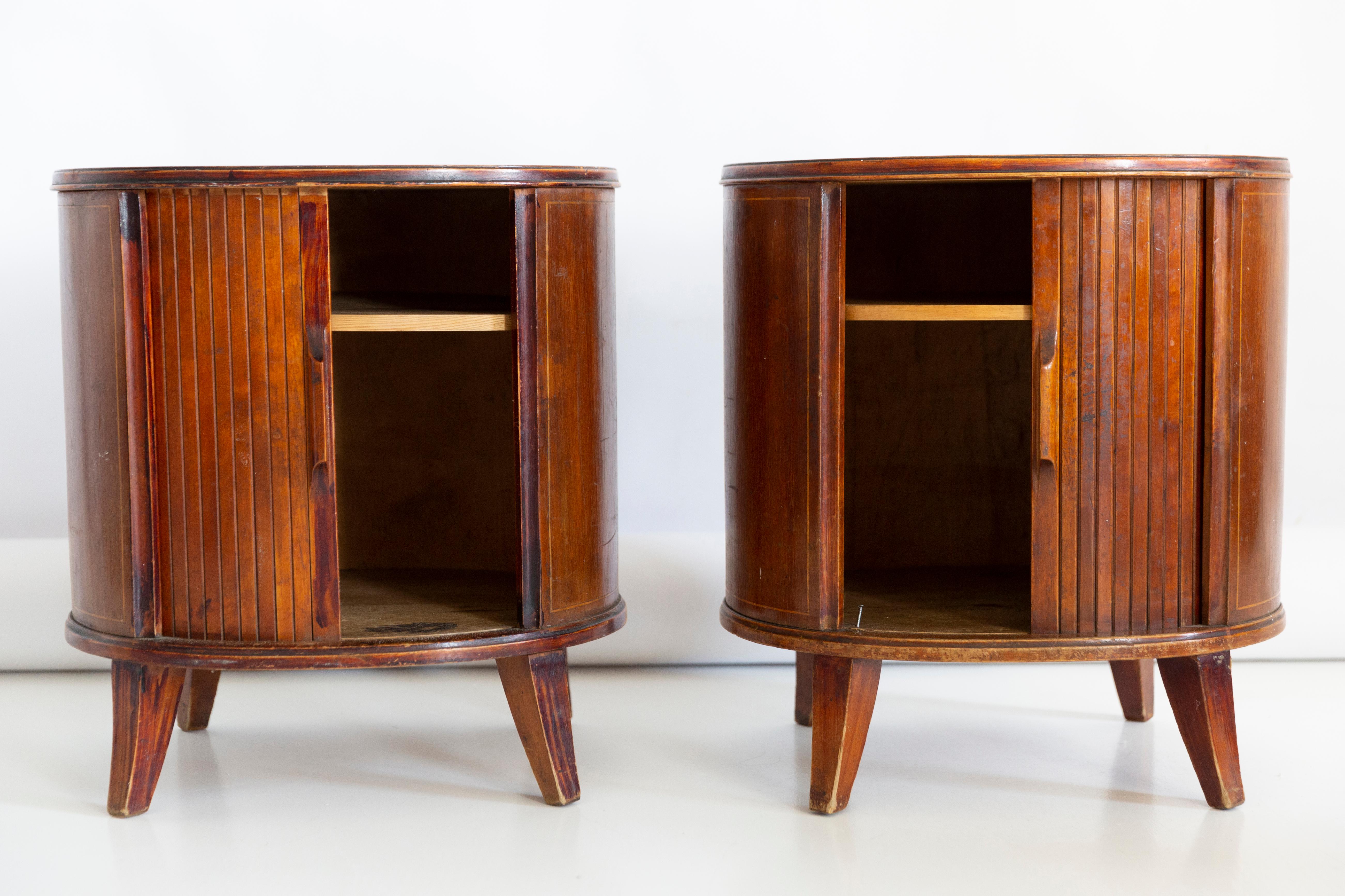 Set of Two MidCentury Vintage Night Tables, Wood, Europe, 1960s at 1stDibs