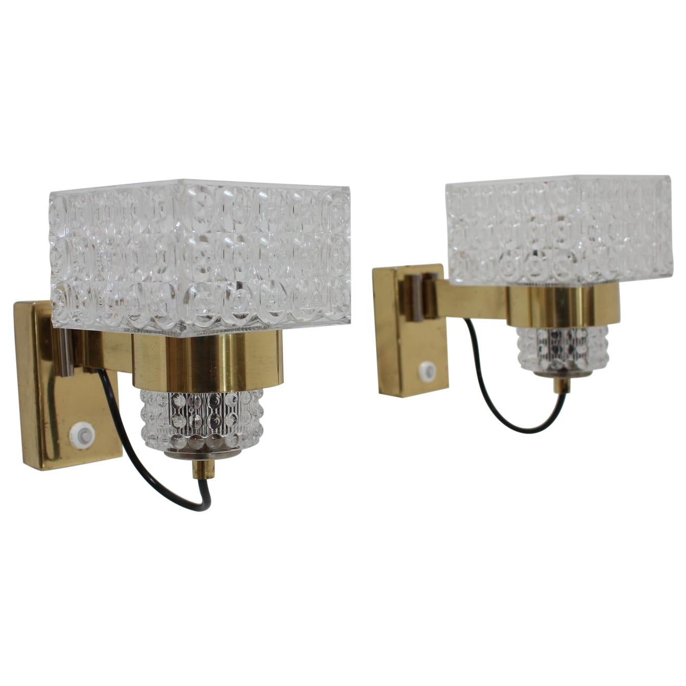 Set of Two Midcentury Wall Lamps Lidokov, 1970s For Sale