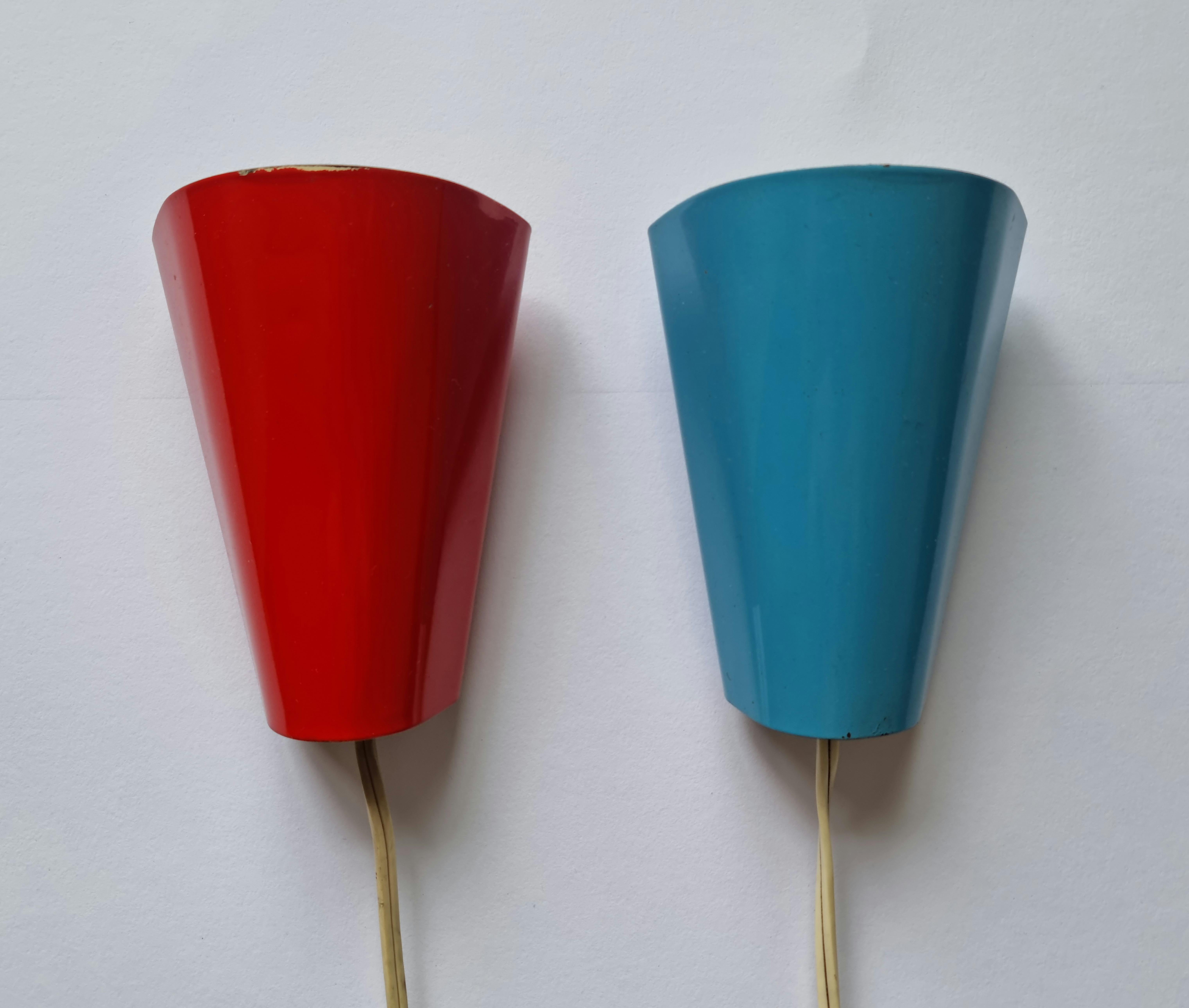 Lacquered Set of 2 Midcentury Wall Lamps, Lidokov, Josef Hurka, 1960s For Sale