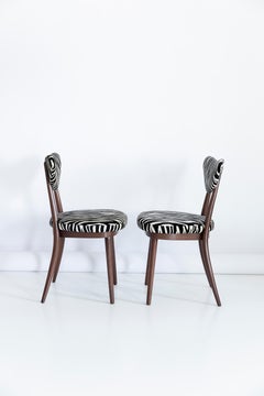 Set of Two Midcentury Zebra Black and White Heart Chairs, Poland, 1960s