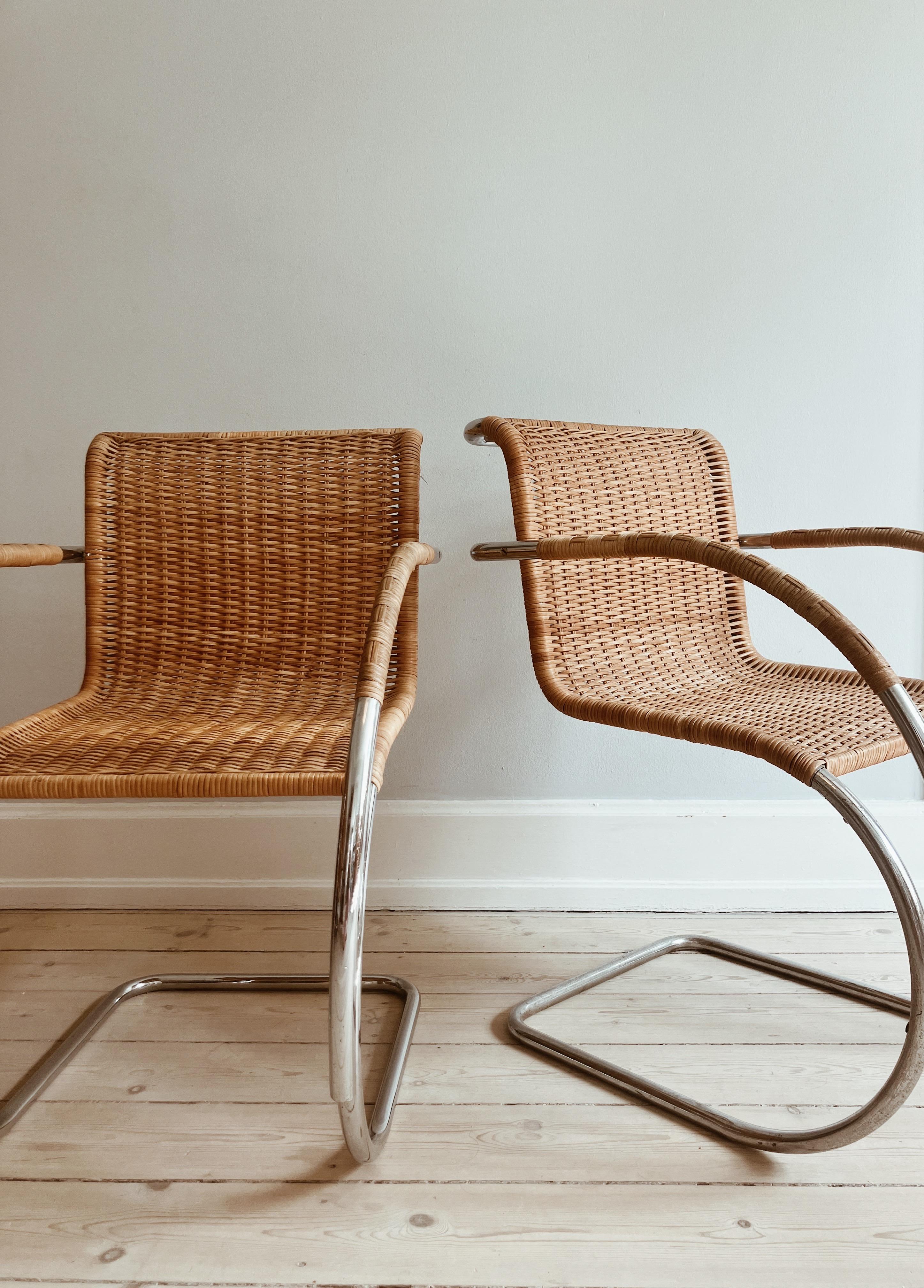 Caning Set of two Mies van der Rohe MR2 chairs