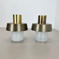 Set of two minimalist Brass and glass "tube" Ceiling Light, Italy 1970s