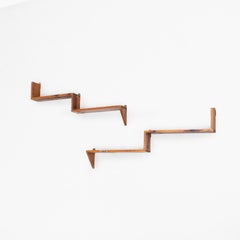 Set of Two Minimalist Wood Wall Hanging Shelving Units, circa 1950