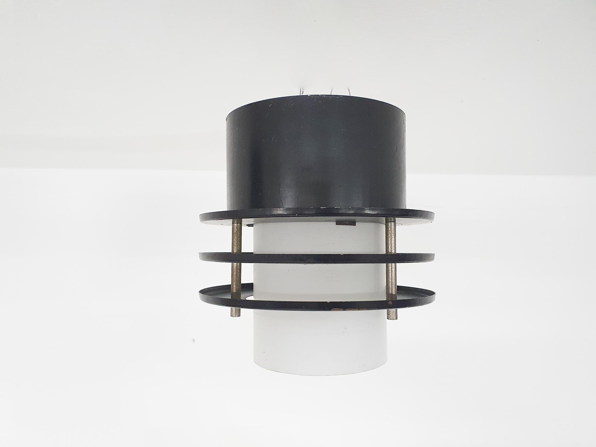 20th Century Set of Two Minimalistic Ceiling Lights in Glass and Metal, the Netherlands '60s For Sale
