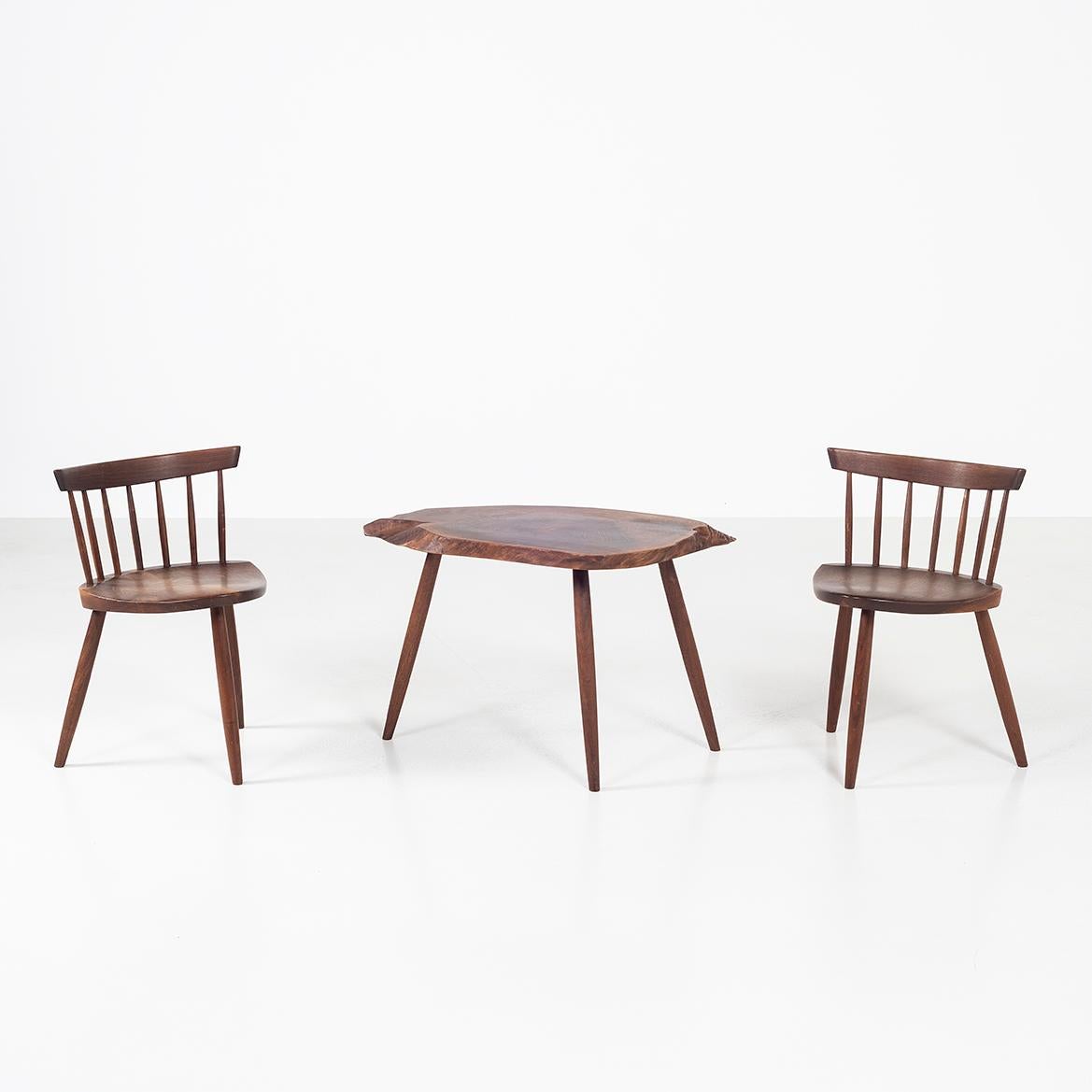 Set of Two Mira Chairs and a Side Table, by George Nakashima, Special Order 13