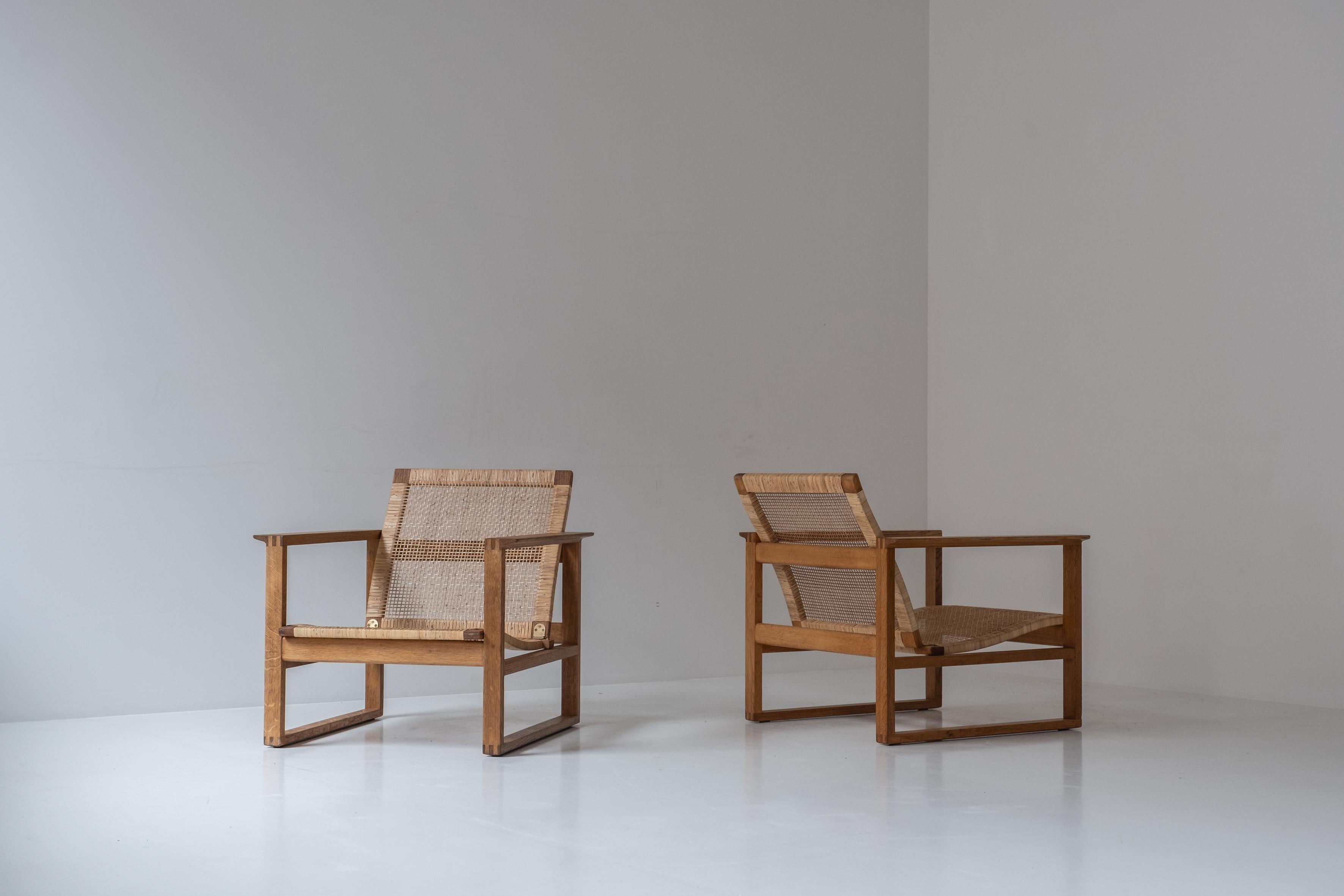 Danish Set of two model 2256 easy chairs by Børge Mogensen for Fredericia, Denmark 1956 For Sale