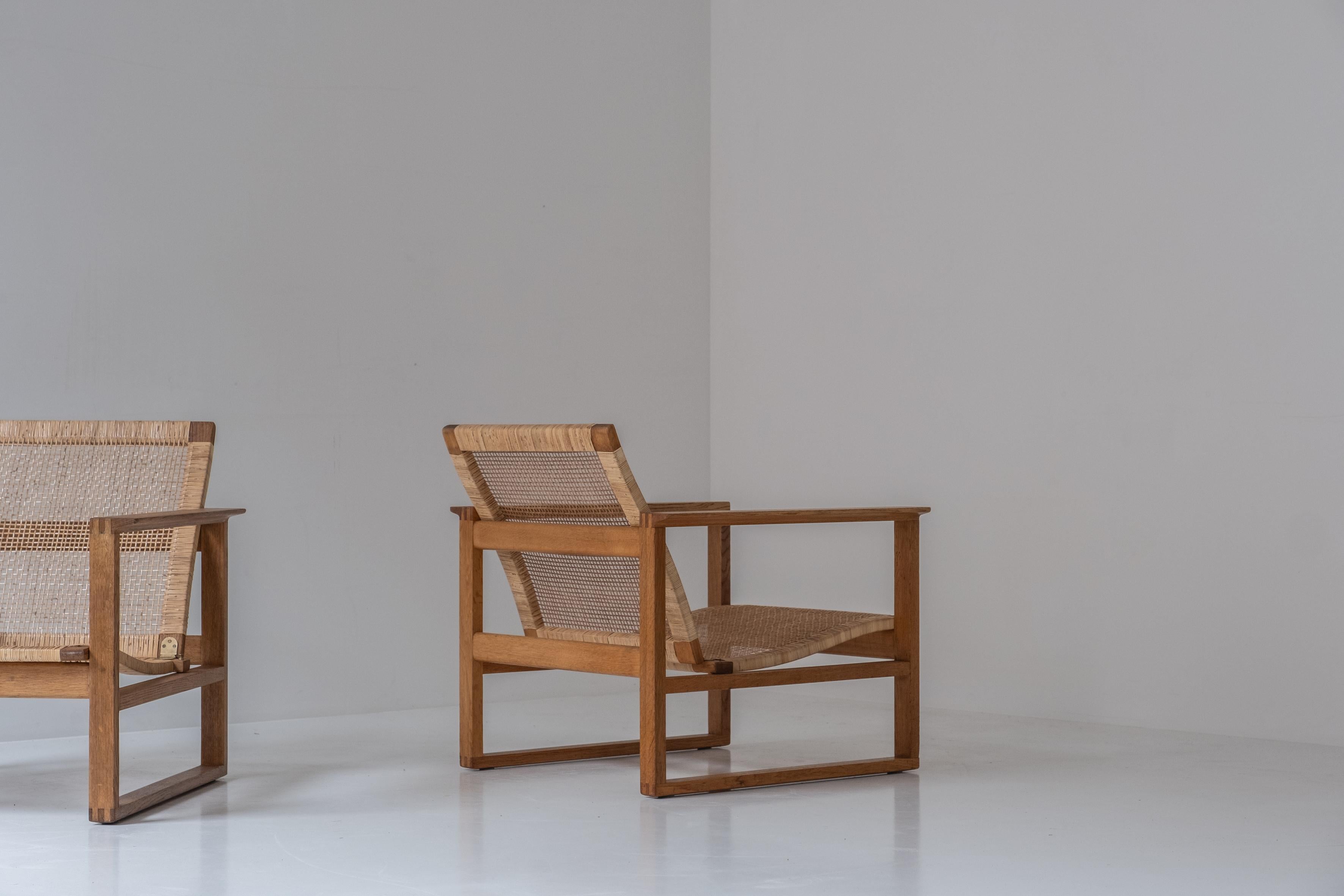 Mid-20th Century Set of two model 2256 easy chairs by Børge Mogensen for Fredericia, Denmark 1956 For Sale