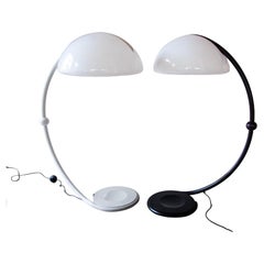 Set of Two Model"Serpente" Black and White Martinelli Floor Lamps, Italy