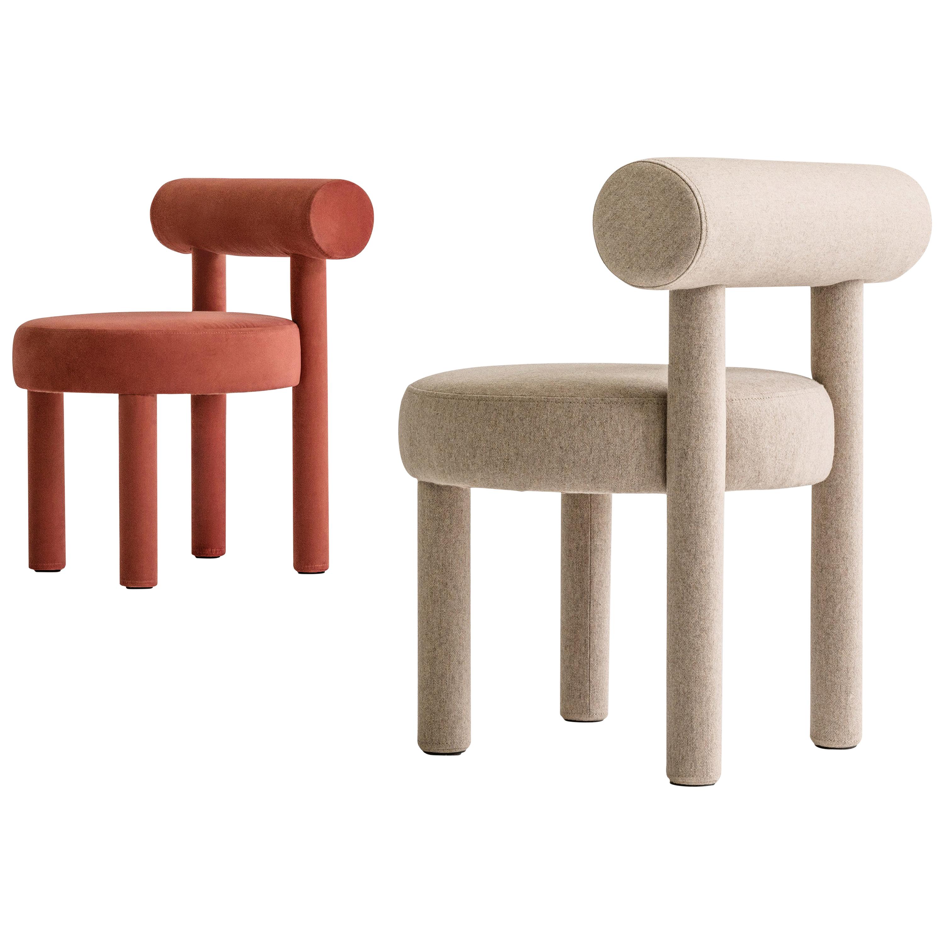 Set of Two Modern Chair Gropius CS1 in Matt Velvet Fabric by Noom