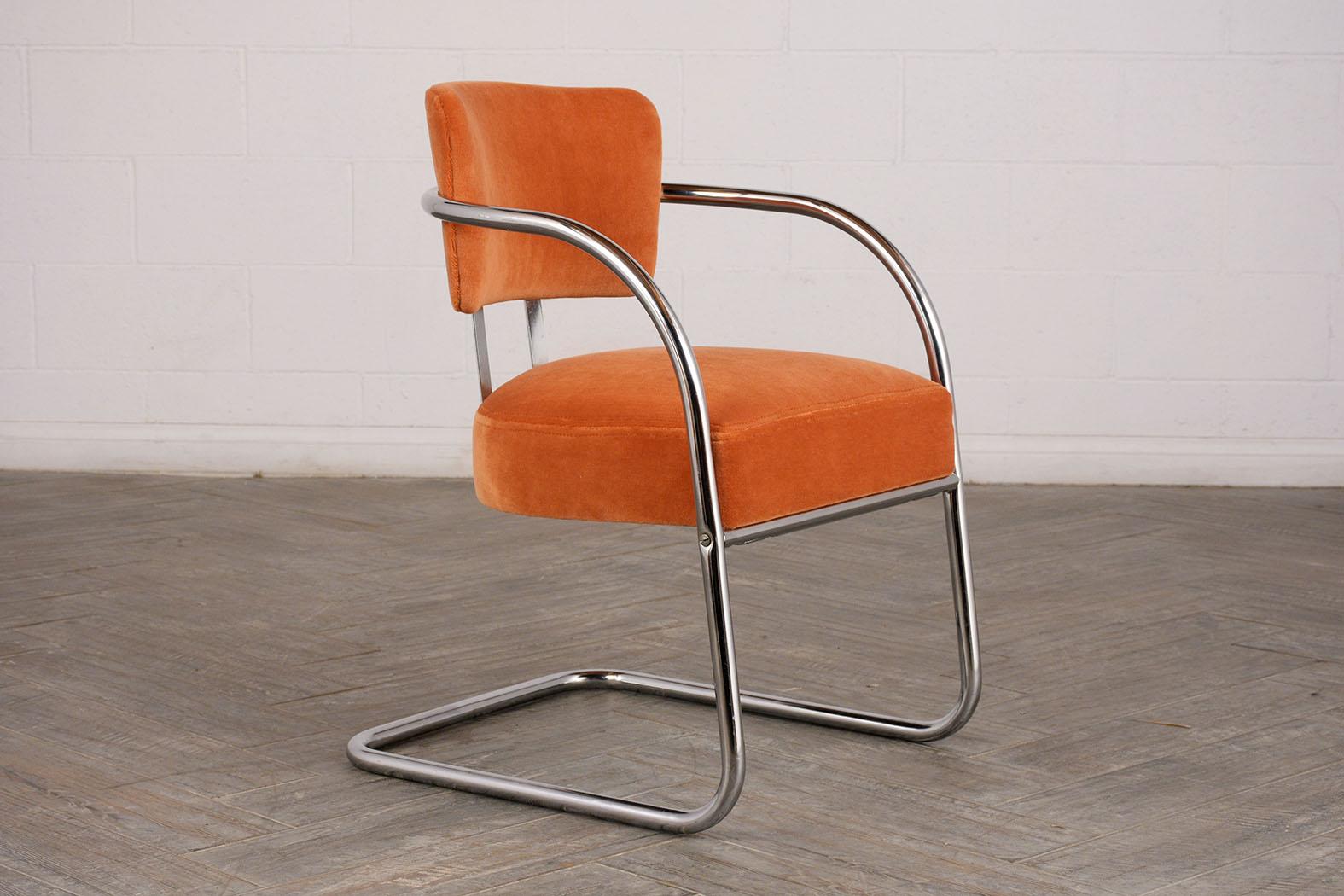 Mid-20th Century Set of Two Modern Chrome Frame Lounge Chairs