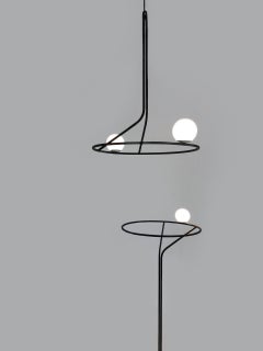 Set of Two modern lighting "Na Linii", Floor + Pendant, handcrafted by SVITANOK