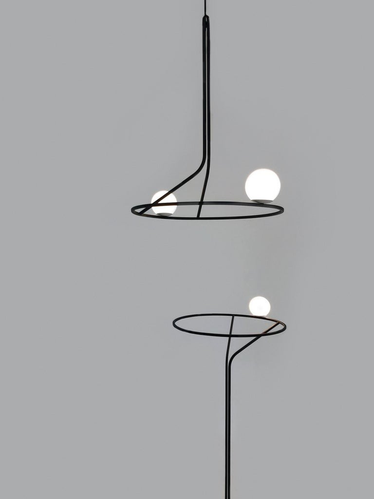 Set of Two modern lighting "Na Linii", Floor + Pendant, handcrafted by SVITANOK For Sale