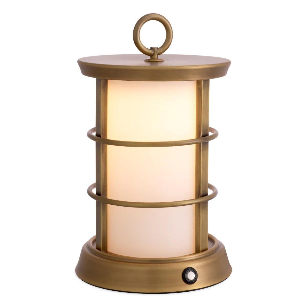 Set of Two Modern Outdoor Table Lamps, S Model, Antique Brass Finish. In New Condition For Sale In Saint-Ouen, FR
