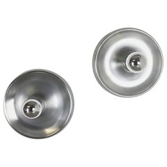 Set of Two Modern Sputnik Disc Wall Lights Polished Metal Sconces, Germany