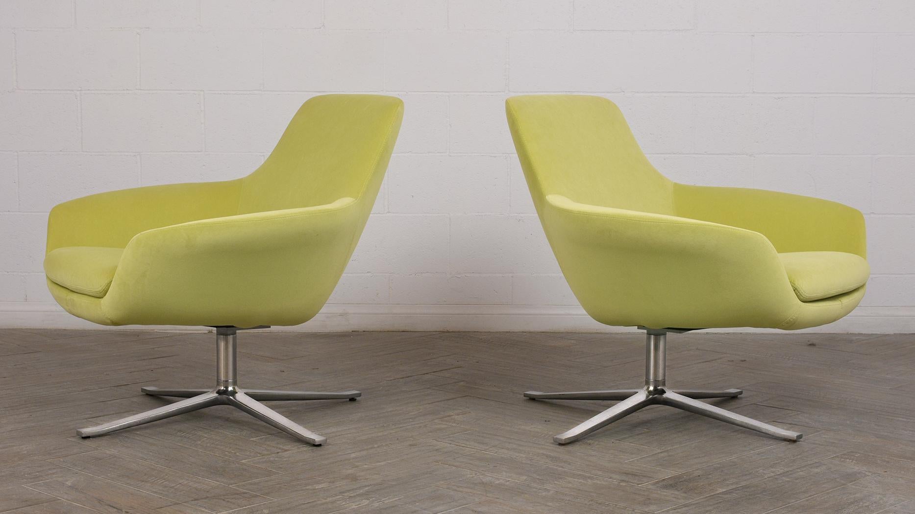 American Set of Two Modern Swivel Lounge Chairs