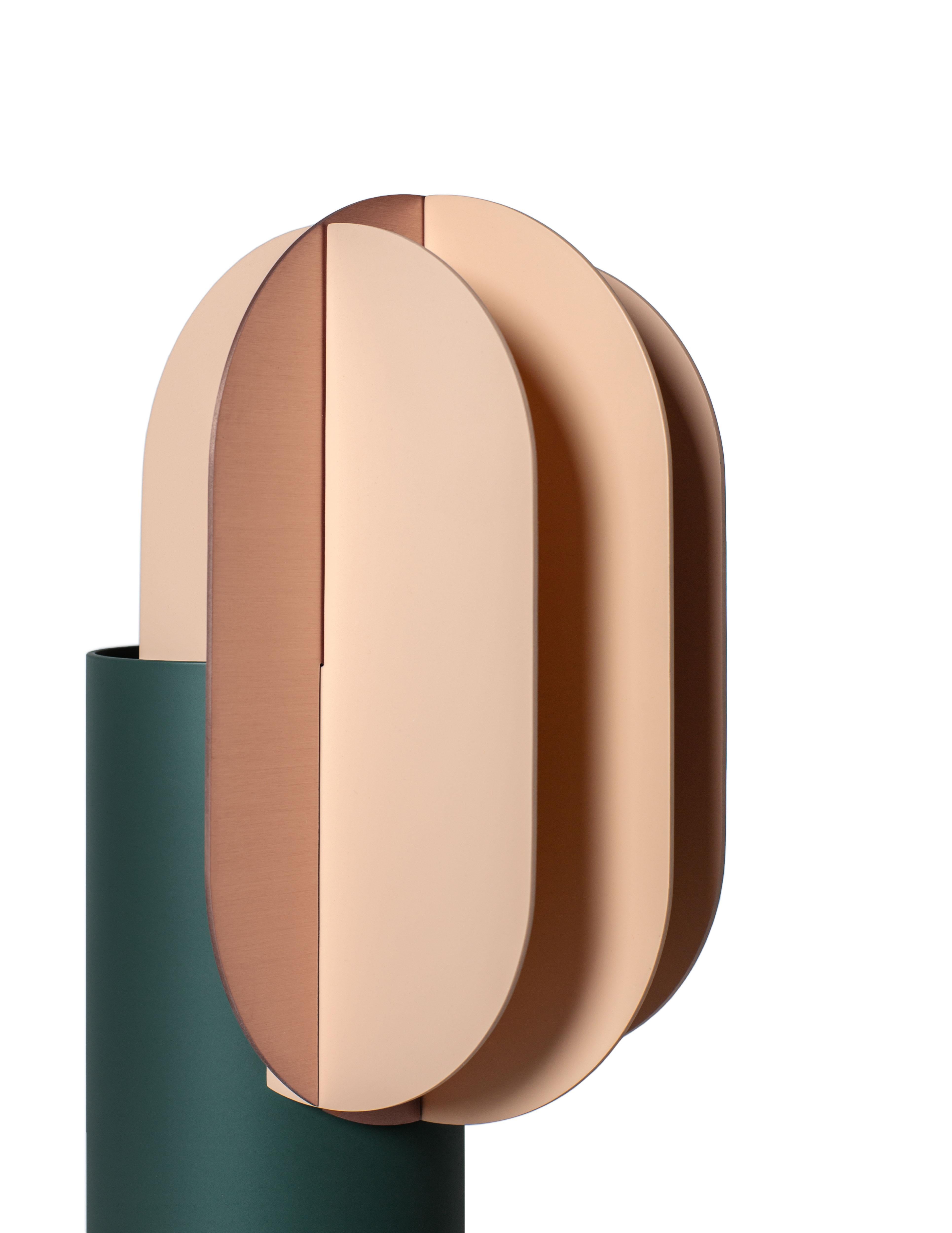 Painted Set of Two Modern Vase Delaunay & Gabo CS10 by Noom in Copper and Steel