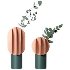 Set of Two Modern Vase Delaunay & Gabo CS10 by Noom in Copper and Steel
