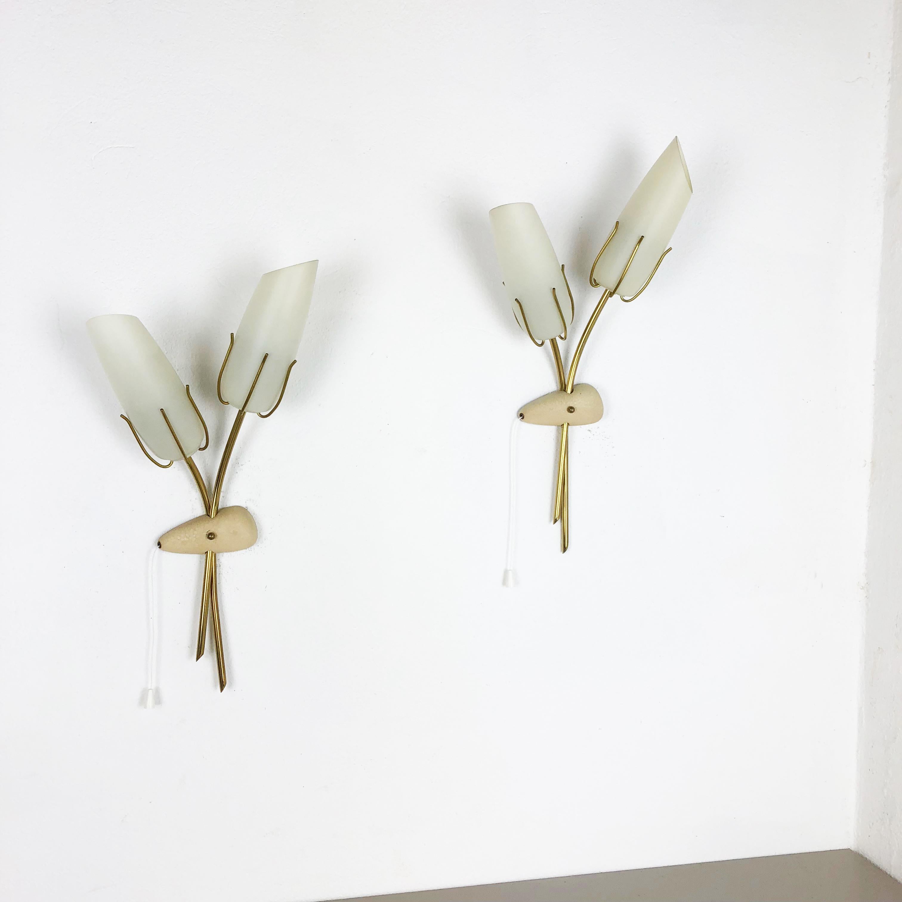 Mid-Century Modern Set of Two Modernist 1960s Italian Stilnovo Style Metal Sconces Wall Lights
