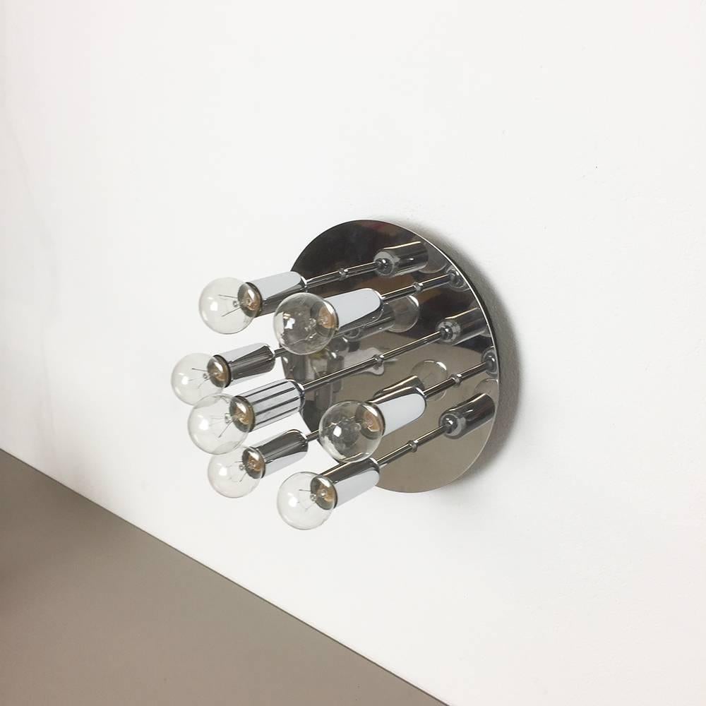 Mid-Century moderno Set di due luci da parete e soffitto in cromo moderniste degli anni '70 di Cosack, Germania in vendita