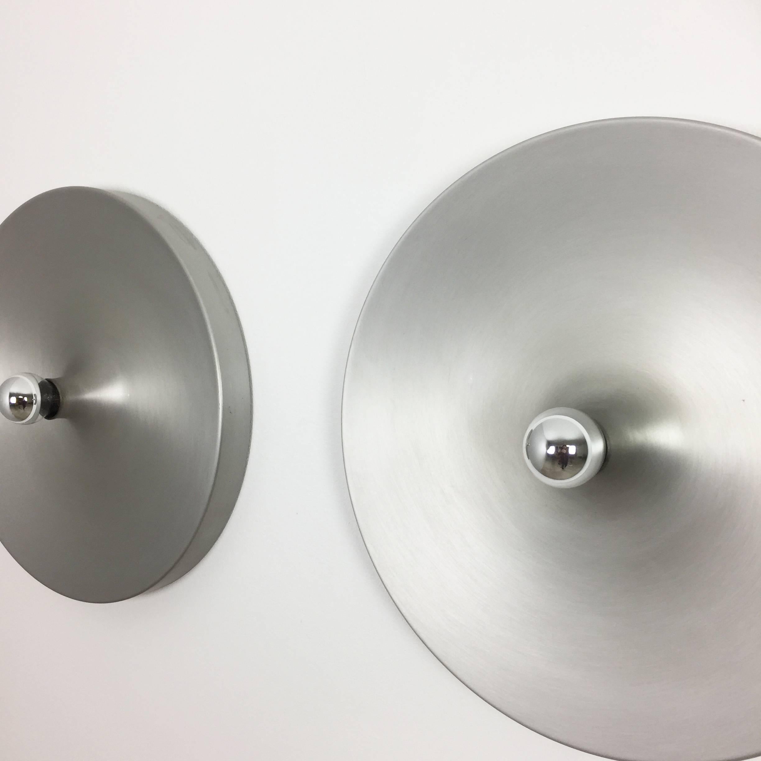 Metal Set of Two Modernist 1970s German Extra Large Disc Wall Light by Staff Lights