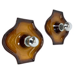 Set of Two Modernist Ceramic Fat Lava Wall Lights by Hustadt, Germany, 1970s