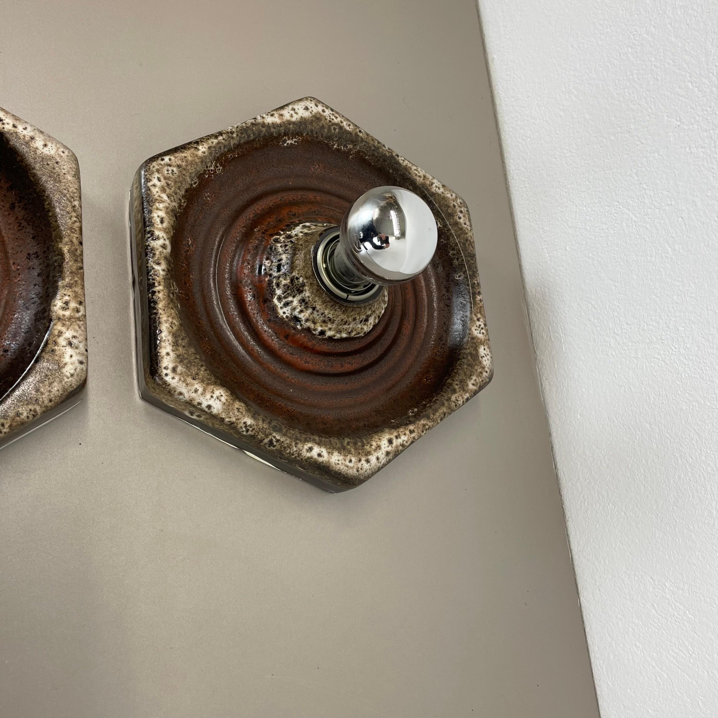 Set of Two Modernist Ceramic Fat Lava Wall Lights by Pan Ceramics, Germany 1970s For Sale 5