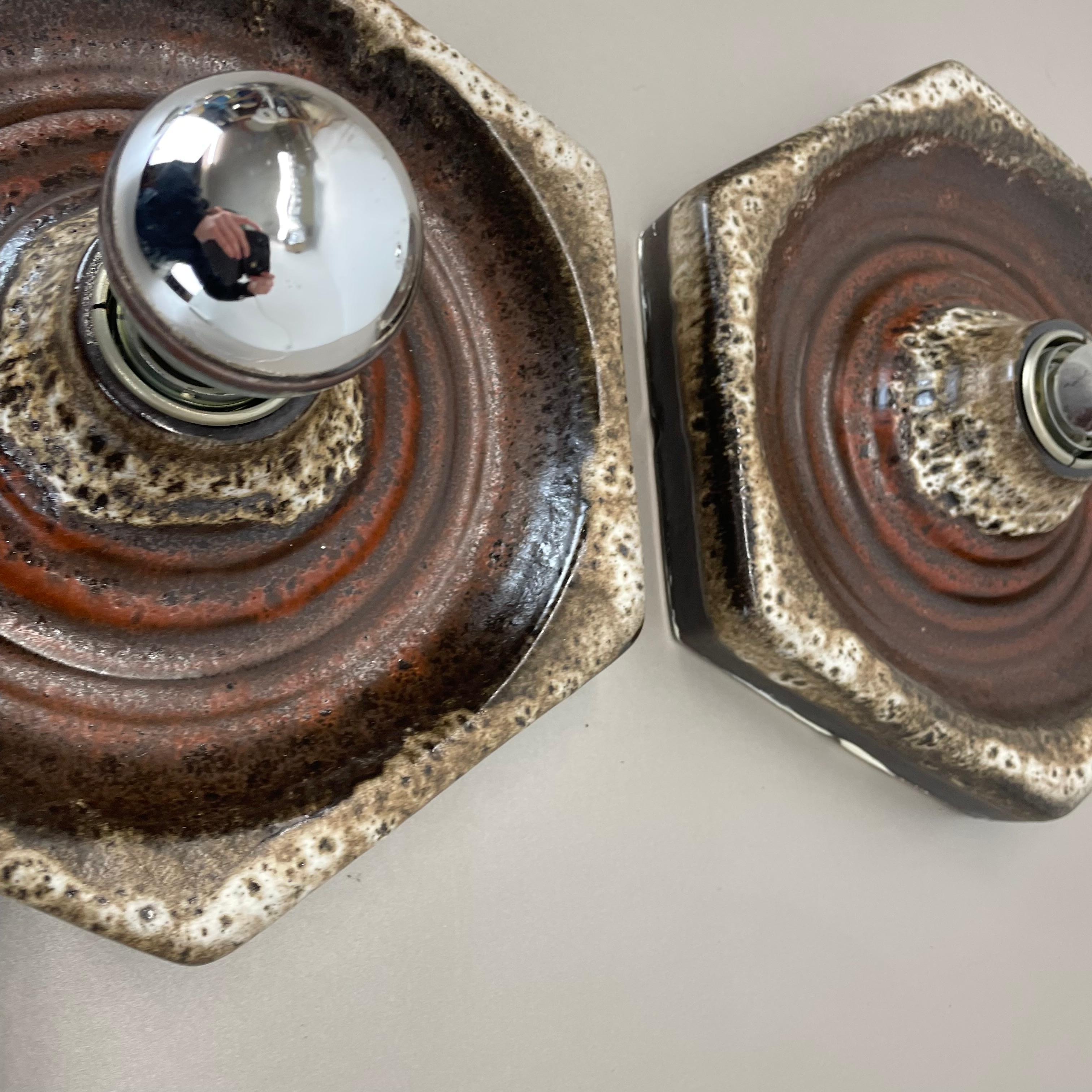 Set of Two Modernist Ceramic Fat Lava Wall Lights by Pan Ceramics, Germany 1970s For Sale 6