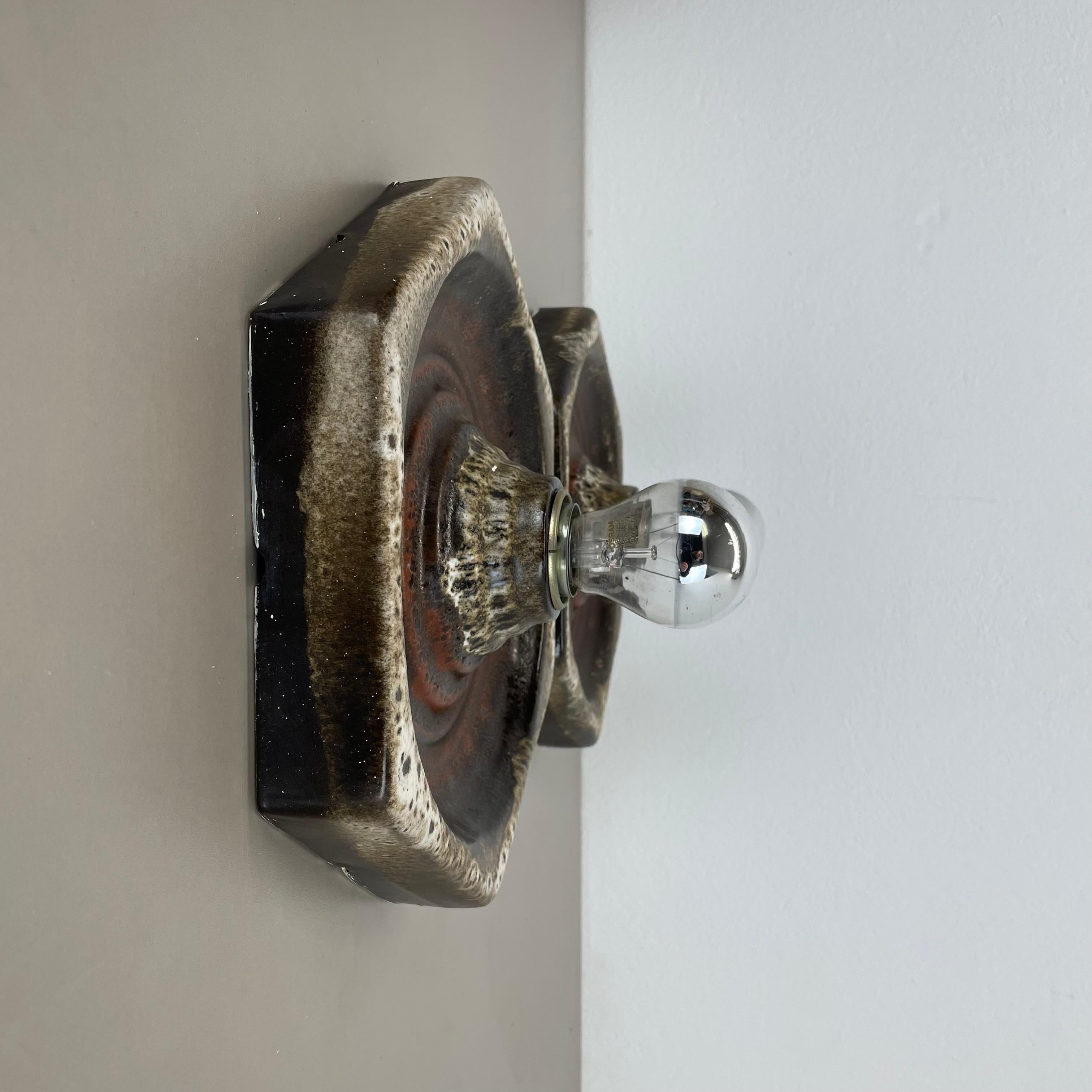 Set of Two Modernist Ceramic Fat Lava Wall Lights by Pan Ceramics, Germany 1970s For Sale 8