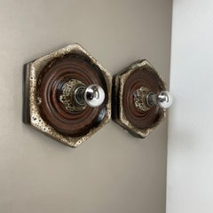 Set di due applique moderniste in ceramica a lava grassa di Pan Ceramics, Germania anni '70