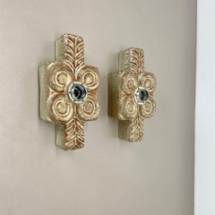 Set of Two Modernist Ceramic Fat Lava Wall Lights by Pan Ceramics, Germany 1970s
