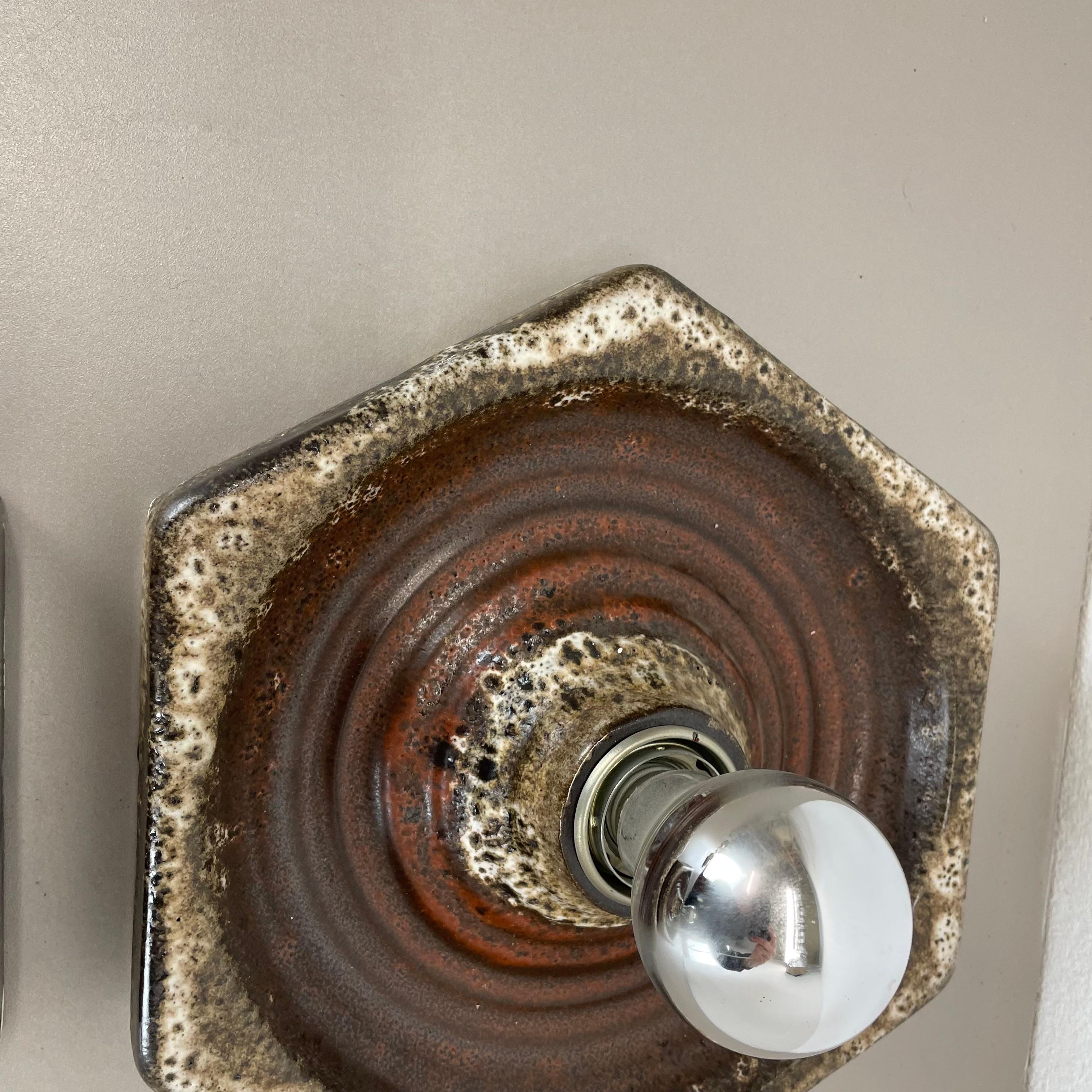 Set of Two Modernist Ceramic Fat Lava Wall Lights by Pan Ceramics, Germany 1970s For Sale 1