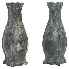 Vintage Set of Two Modernist Metal Vases, circa 1930