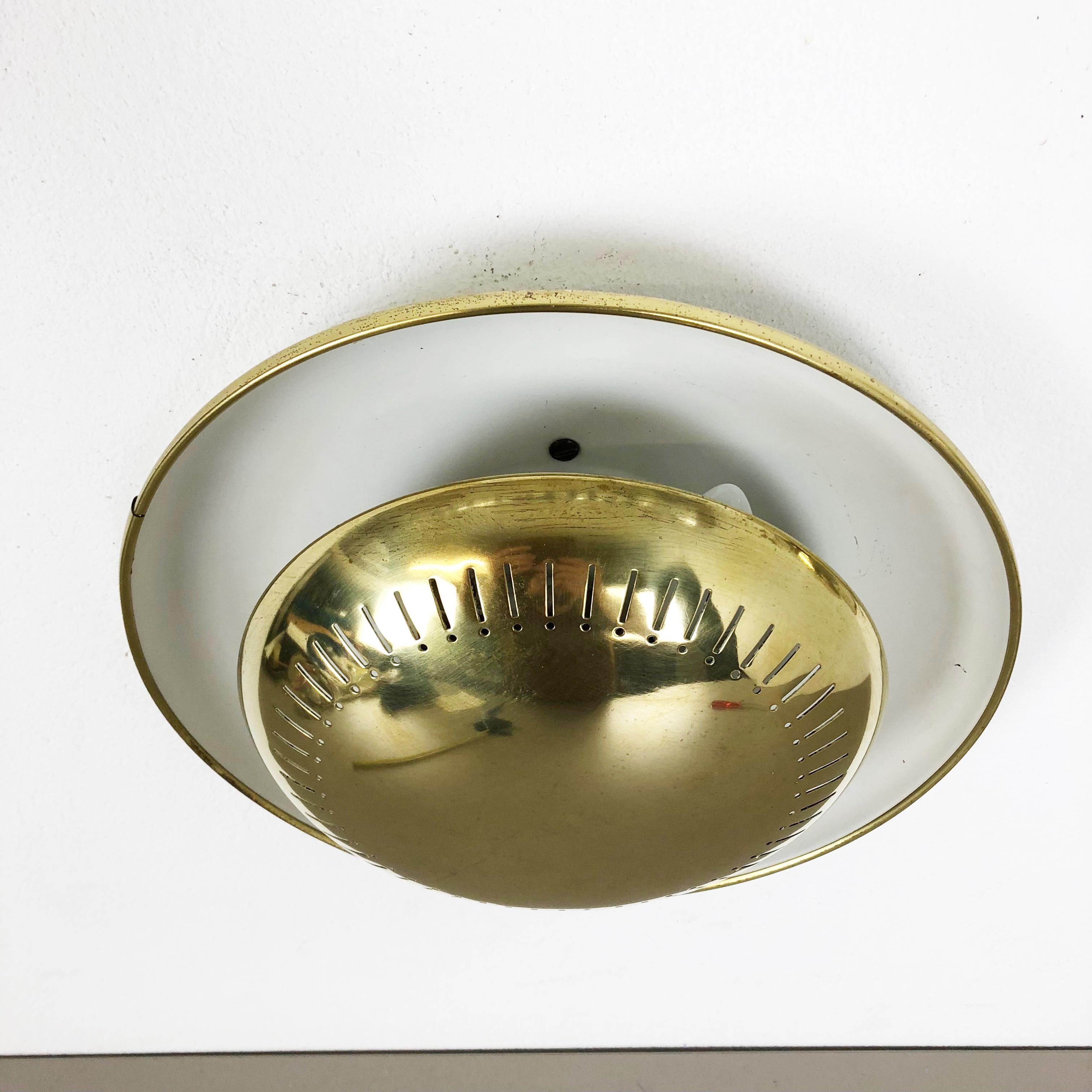 20th Century Set of Two Modernist Stilnovo Style Brass Metal Sconces Wall Light, Italy, 1950s For Sale