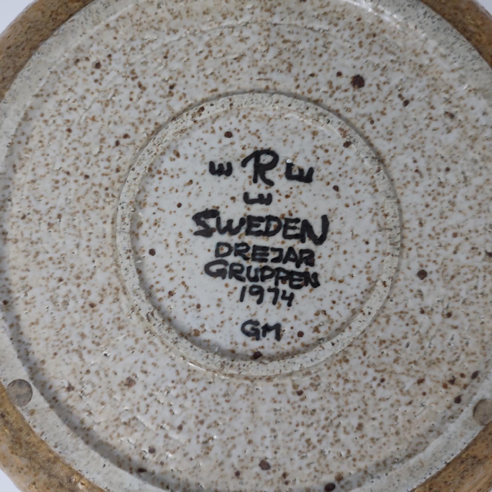 Ensemble de deux bols modernistes en grès par Drejargruppen pour Rörstrand, Suède 1974 en vente 3