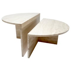Set of Two Modular Travertine Coffee Tables, France, 1970s