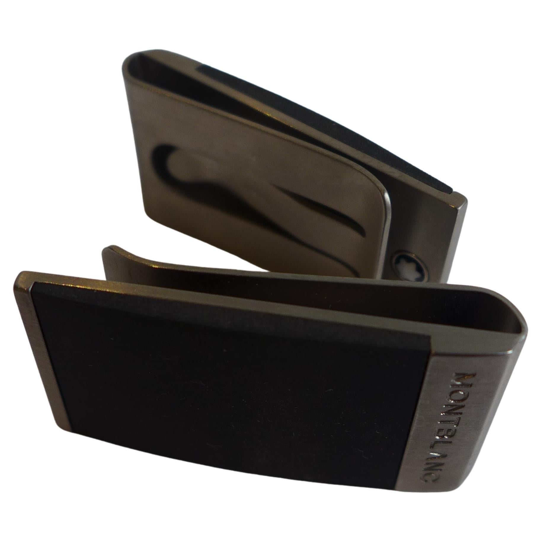 Set of two Montblanc money clips, crafted from stainless steel. 1950