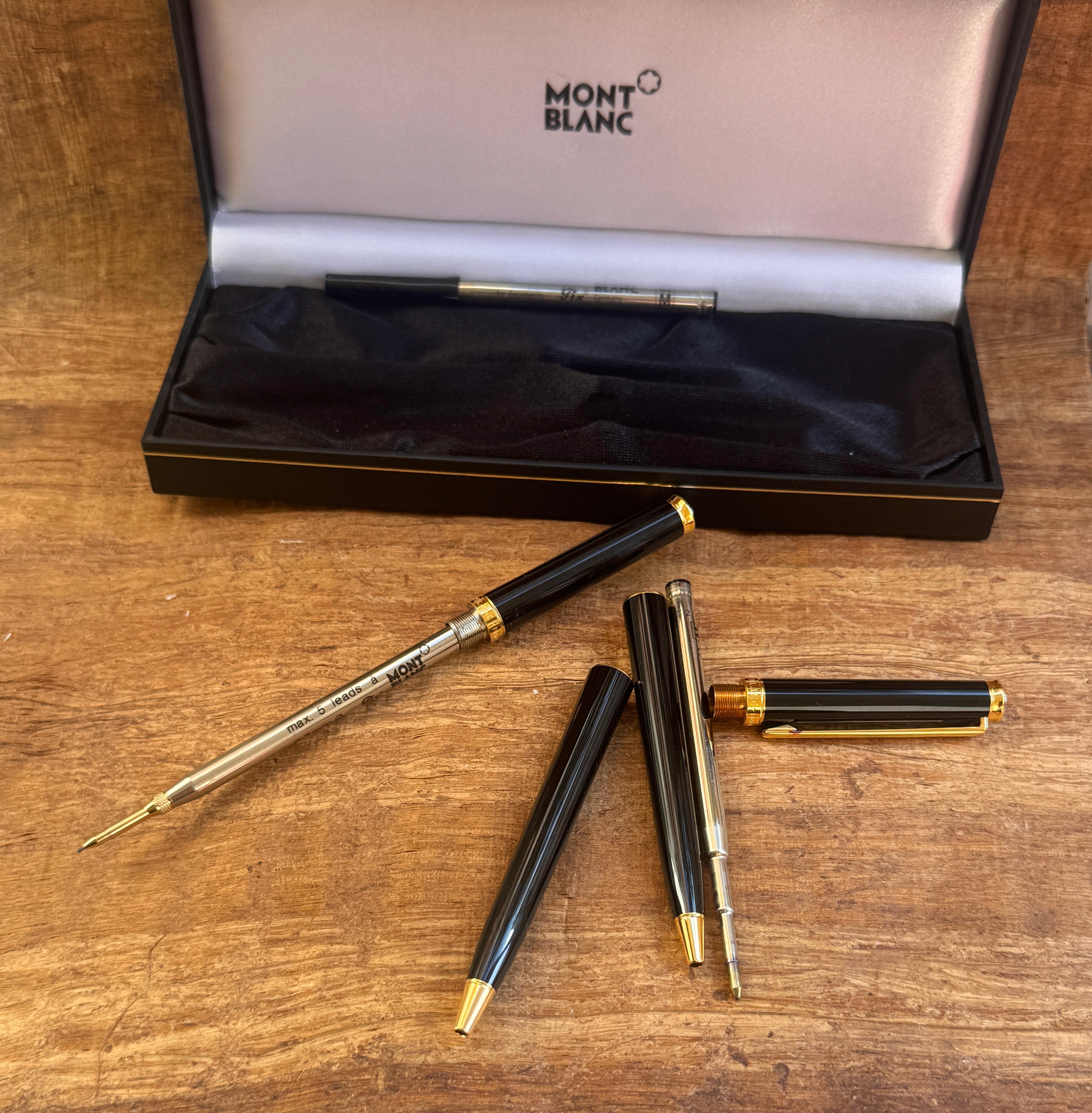 Ensemble de deux crayons Montblanc Noblesse Black GT Rollerball et mécaniques dans sa boîte en vente 8
