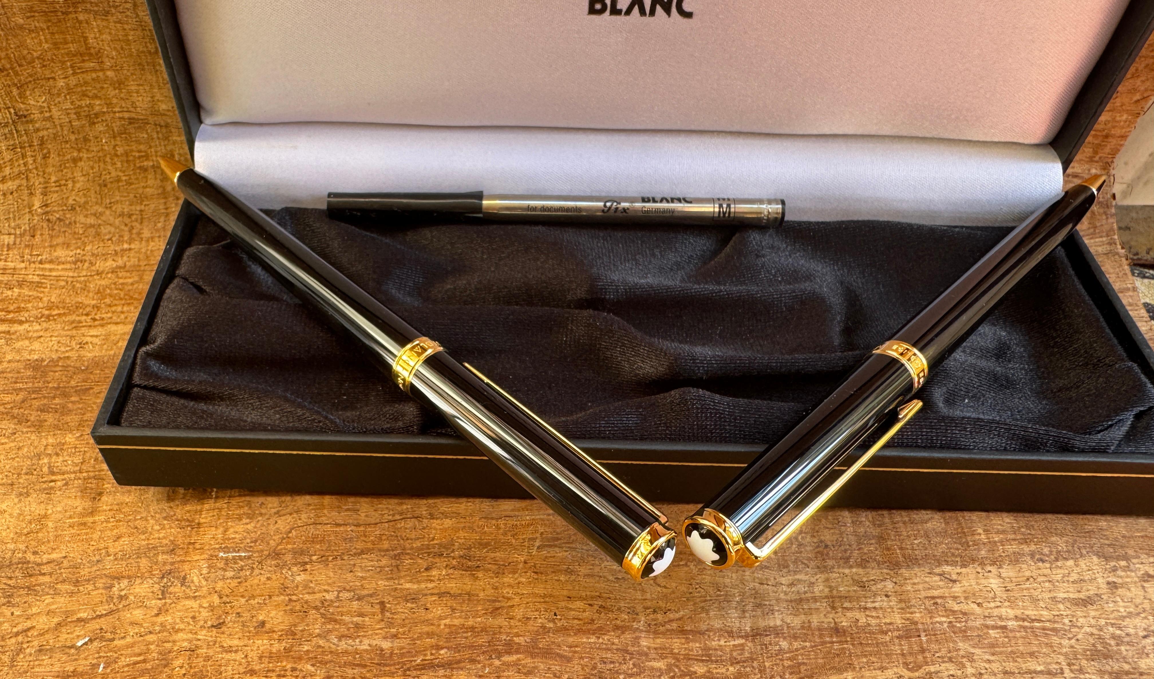 Ensemble de deux crayons Montblanc Noblesse Black GT Rollerball et mécaniques dans sa boîte Excellent état - En vente à Toronto, CA