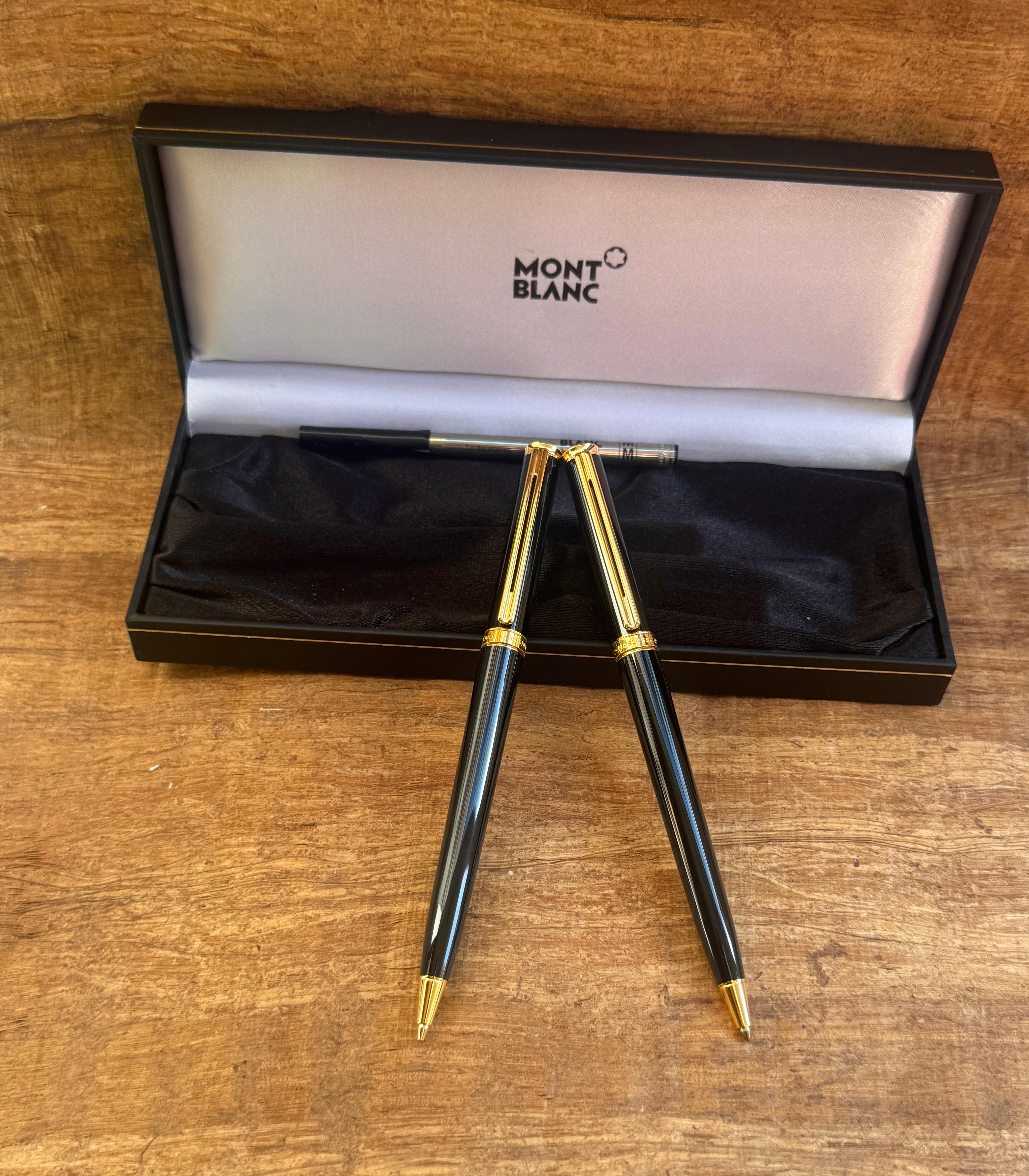 Ensemble de deux crayons Montblanc Noblesse Black GT Rollerball et mécaniques dans sa boîte Excellent état - En vente à Toronto, CA