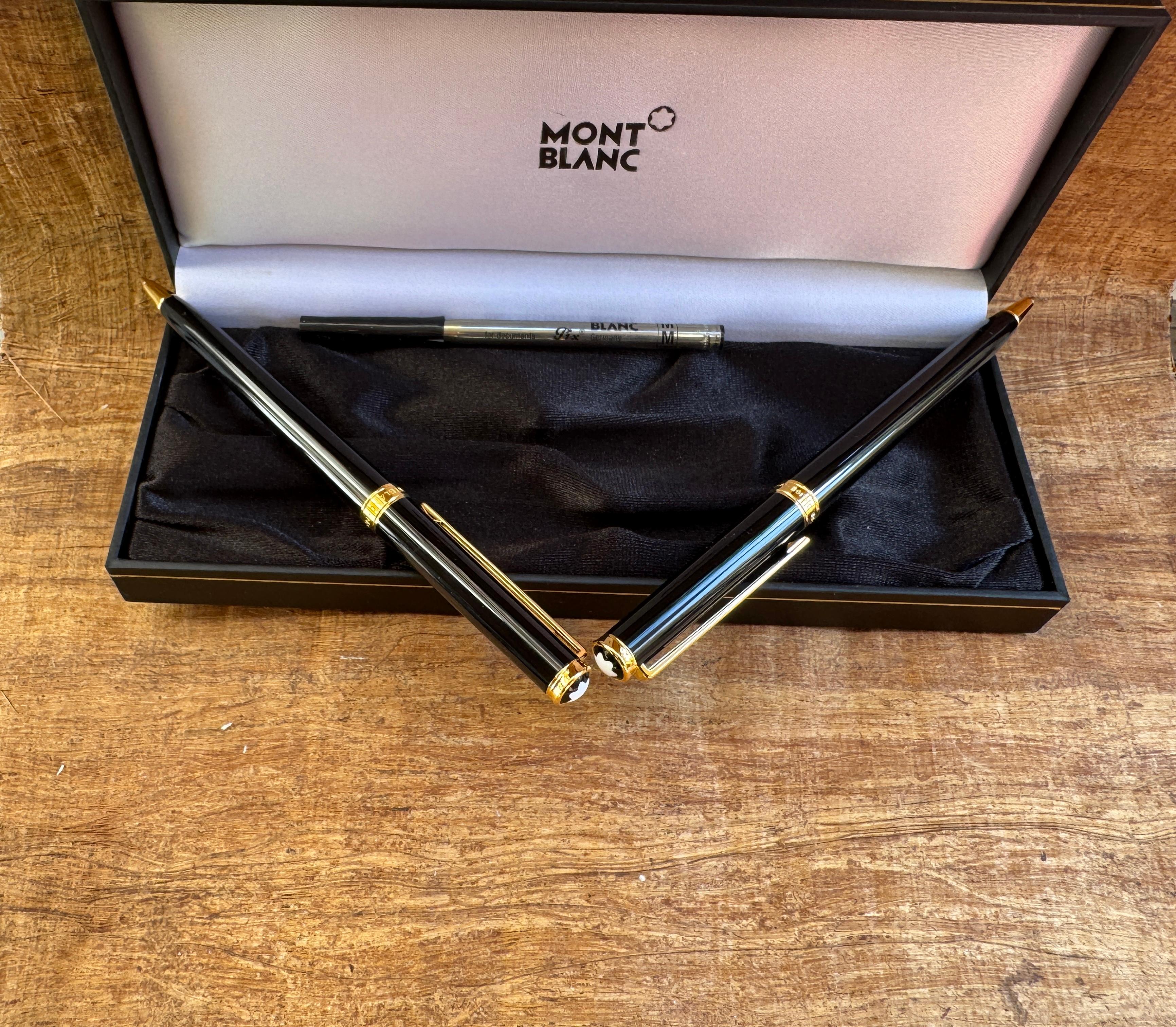 Ensemble de deux crayons Montblanc Noblesse Black GT Rollerball et mécaniques dans sa boîte en vente 1