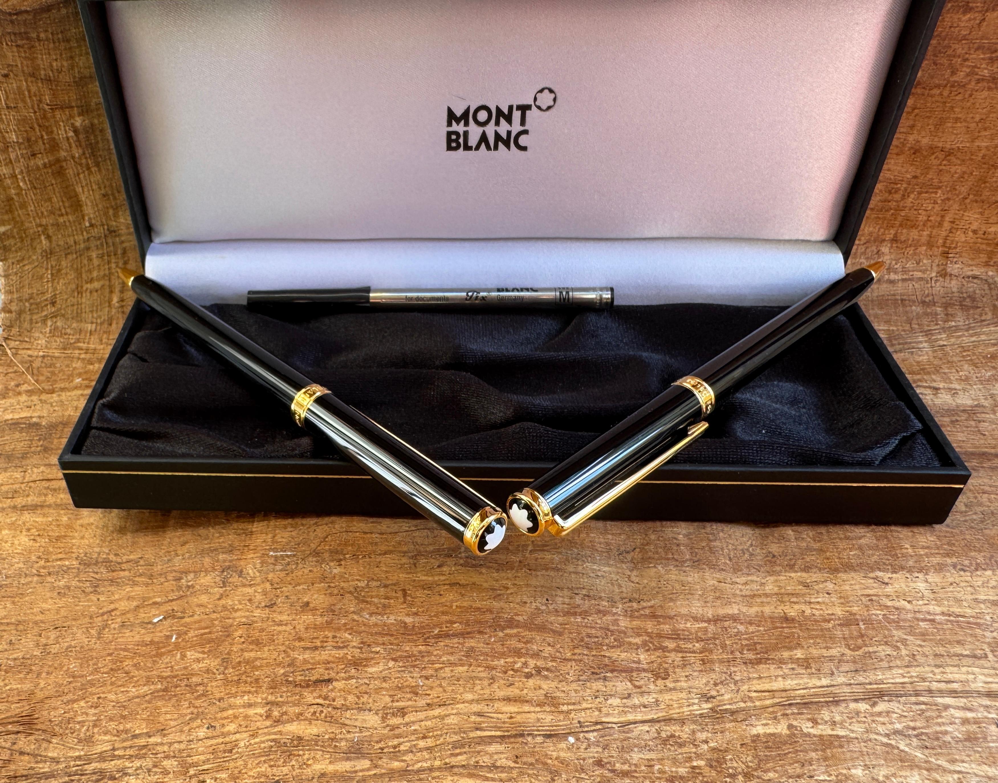 Ensemble de deux crayons Montblanc Noblesse Black GT Rollerball et mécaniques dans sa boîte en vente 2