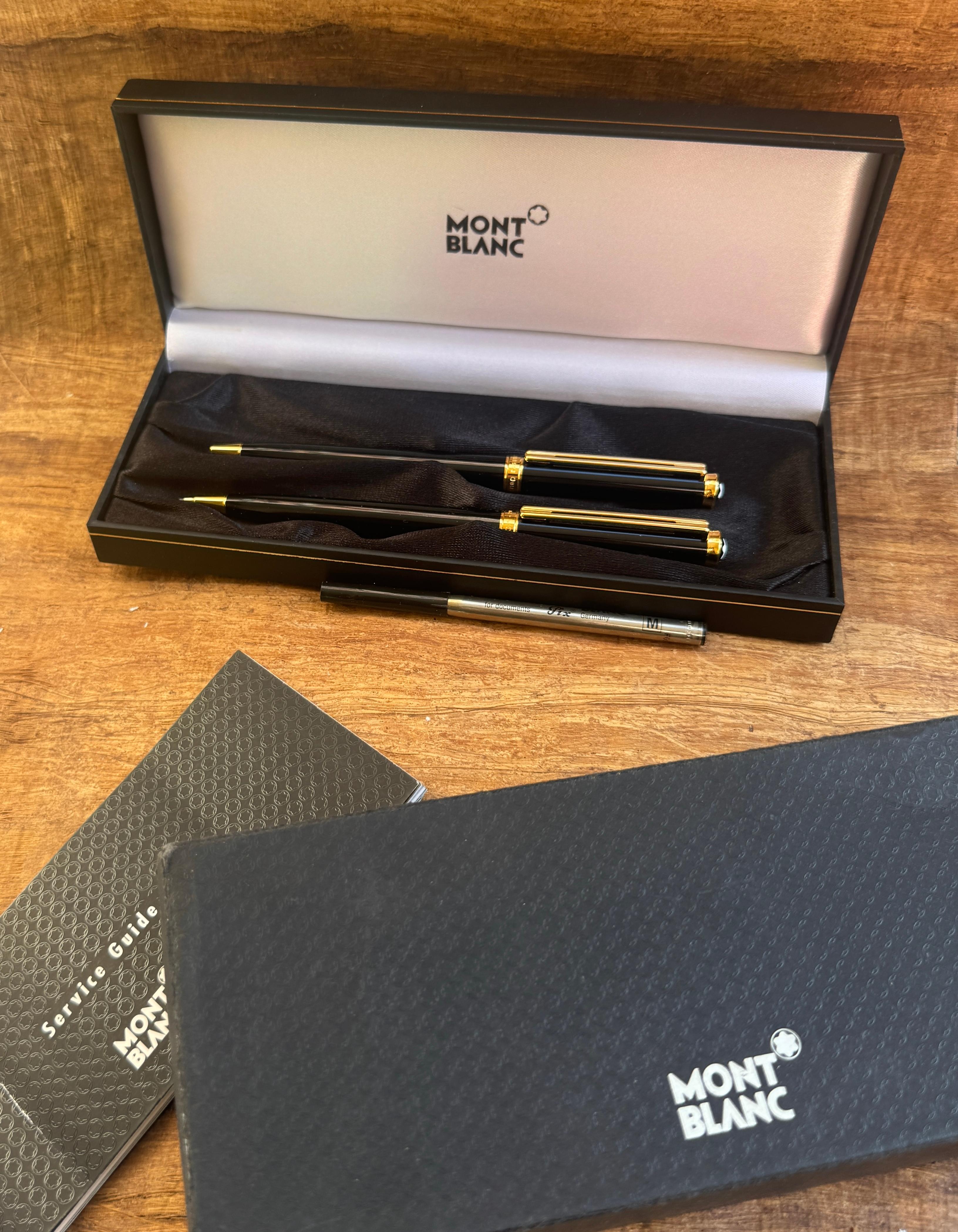 Ensemble de deux crayons Montblanc Noblesse Black GT Rollerball et mécaniques dans sa boîte en vente 3
