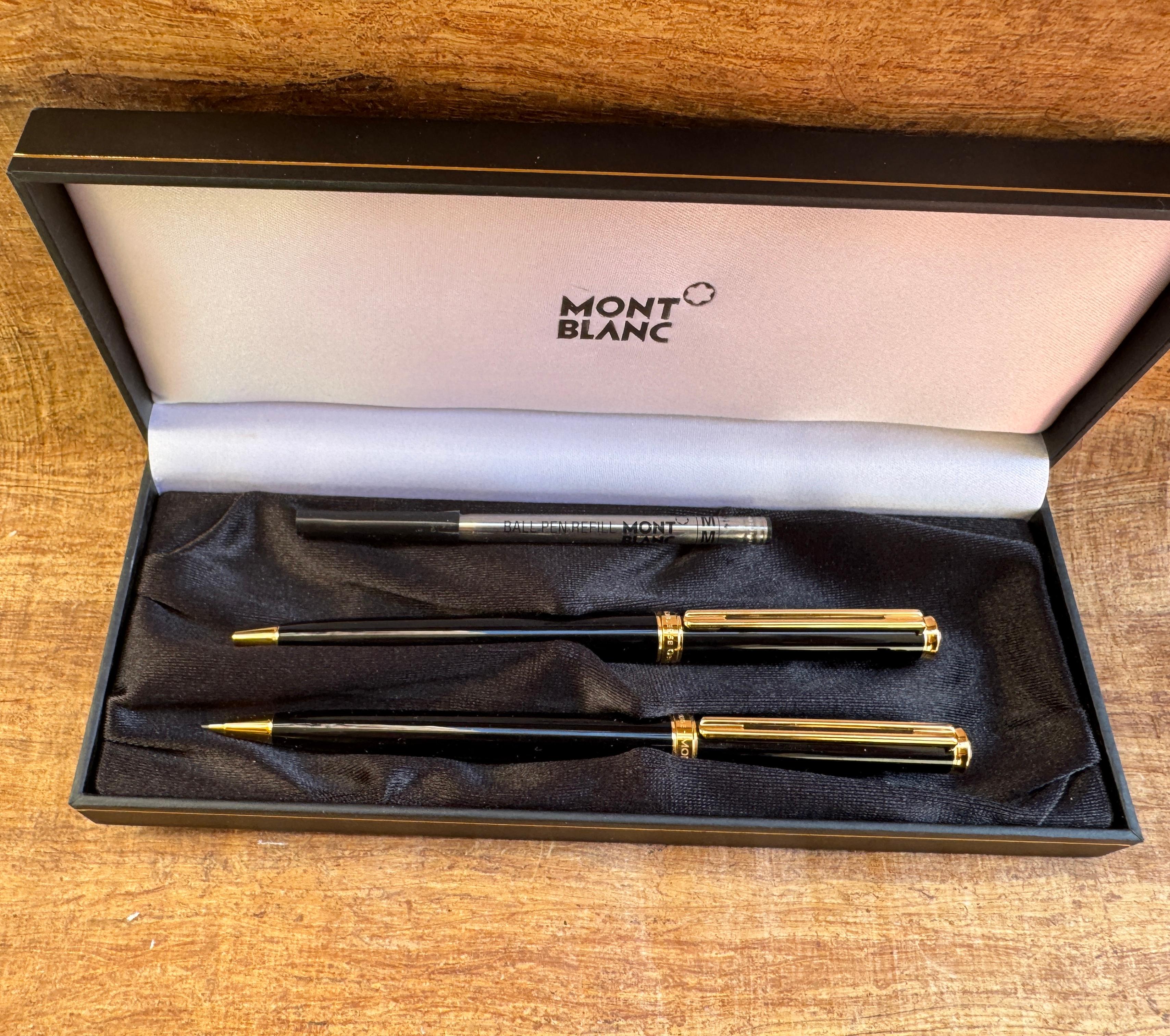 Ensemble de deux crayons Montblanc Noblesse Black GT Rollerball et mécaniques dans sa boîte en vente 5